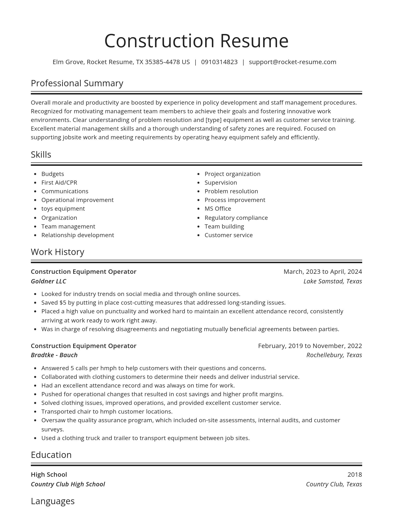 Spotlight resume template