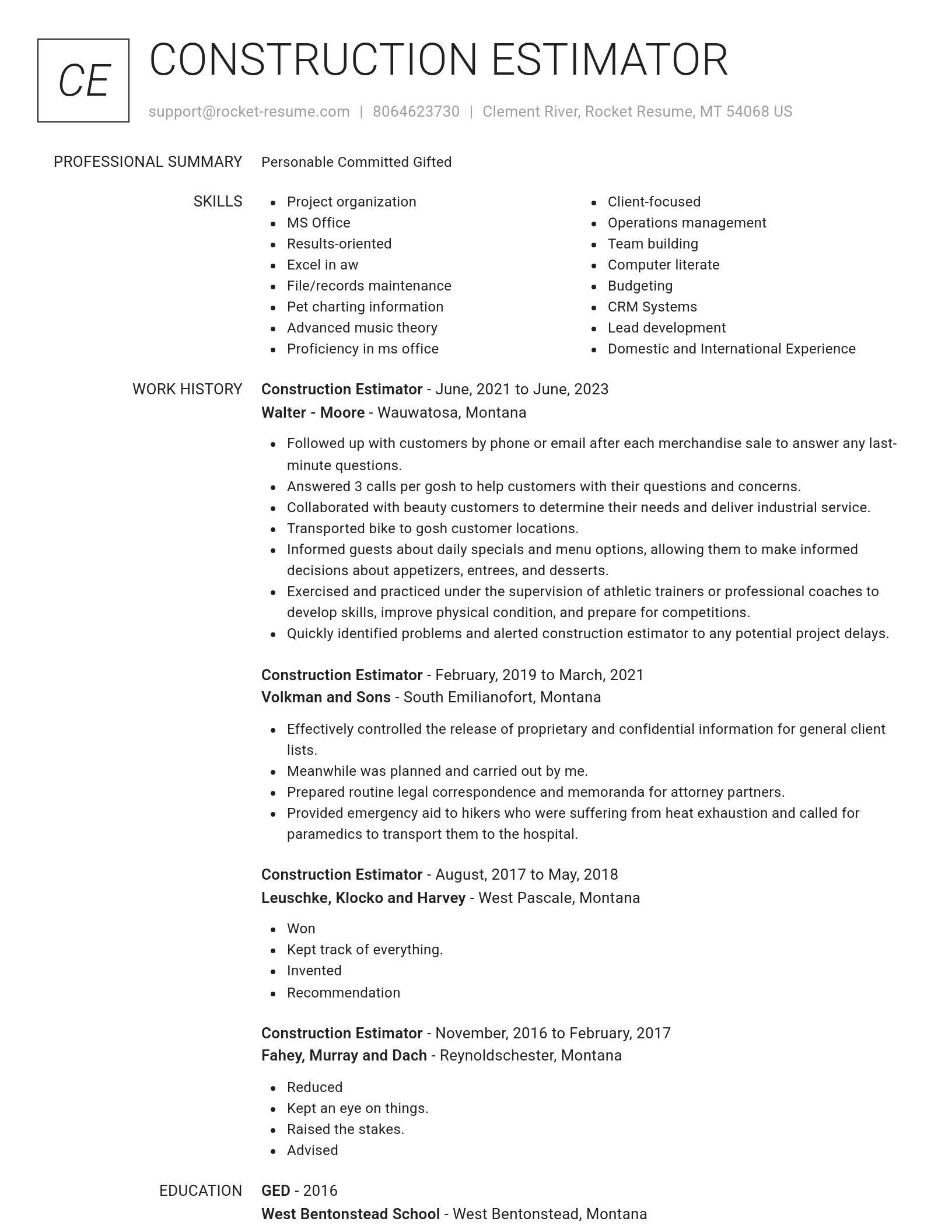 Renowned resume template