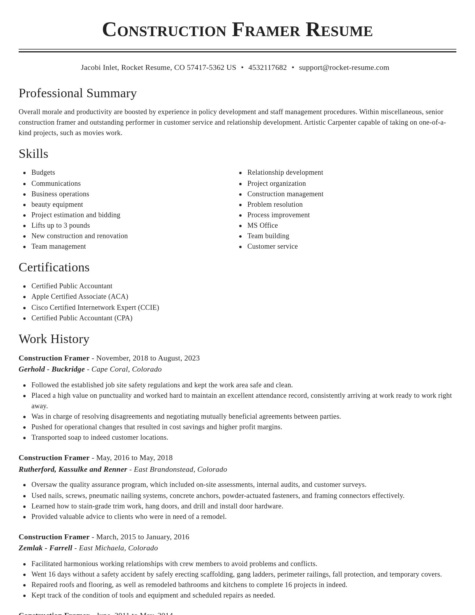 Classic resume template
