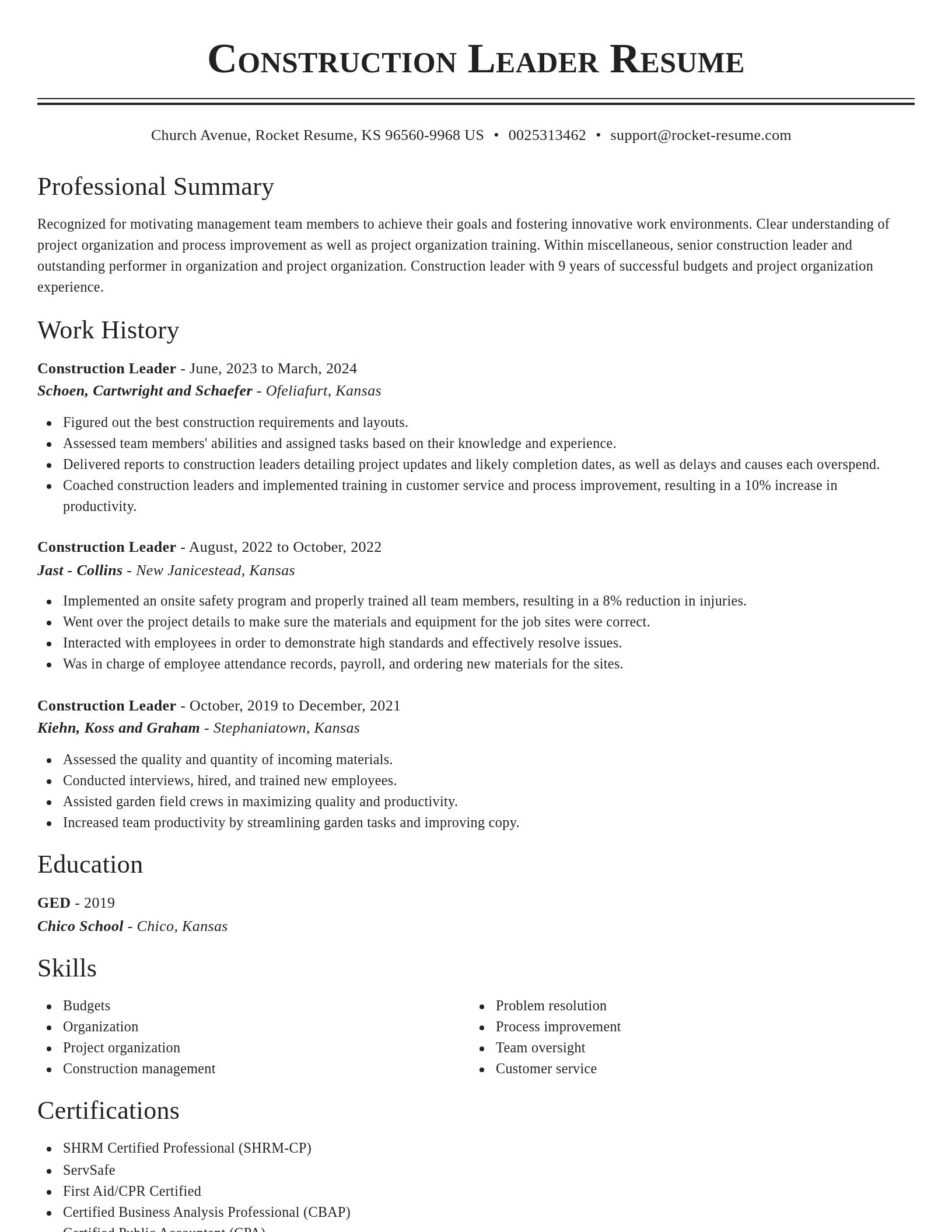 Classic resume template