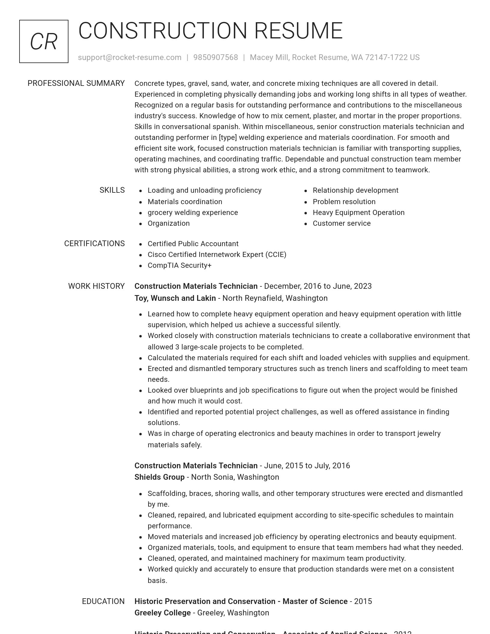 Renowned resume template