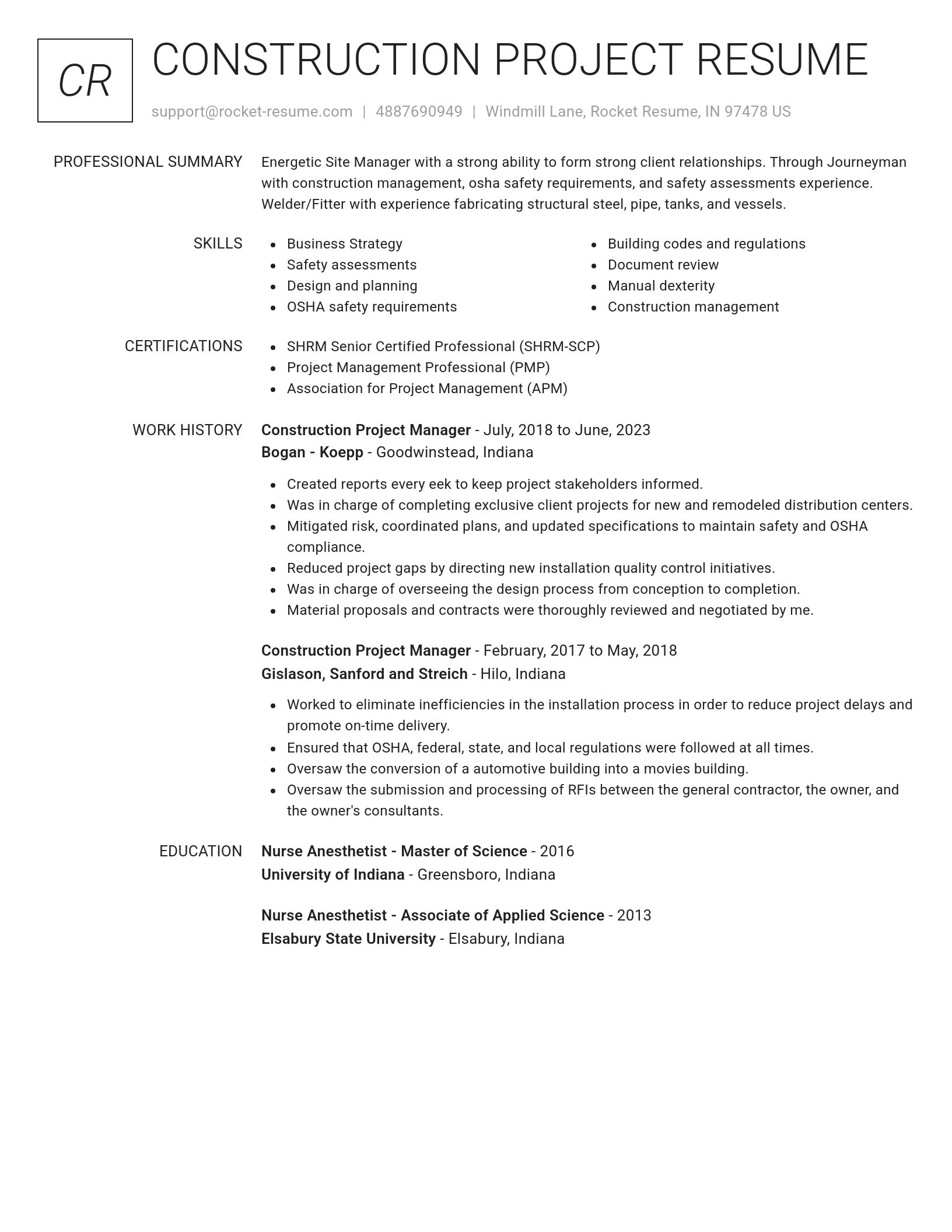 Renowned resume template