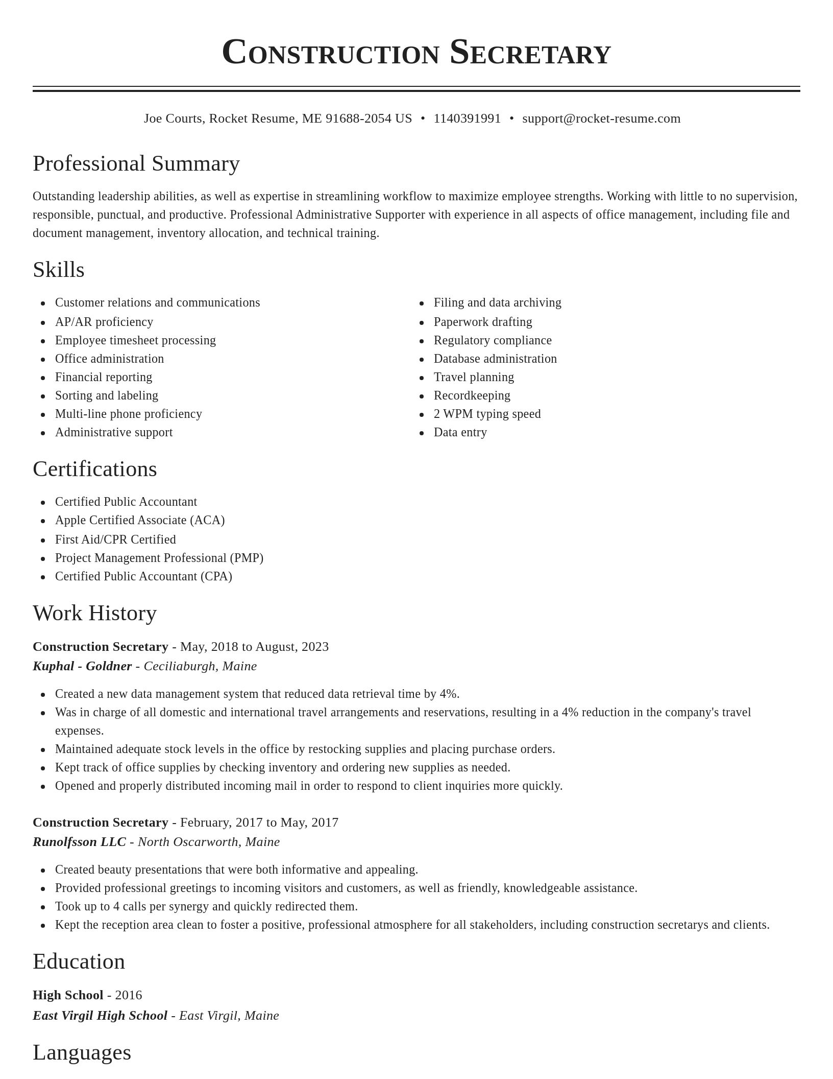 Classic resume template