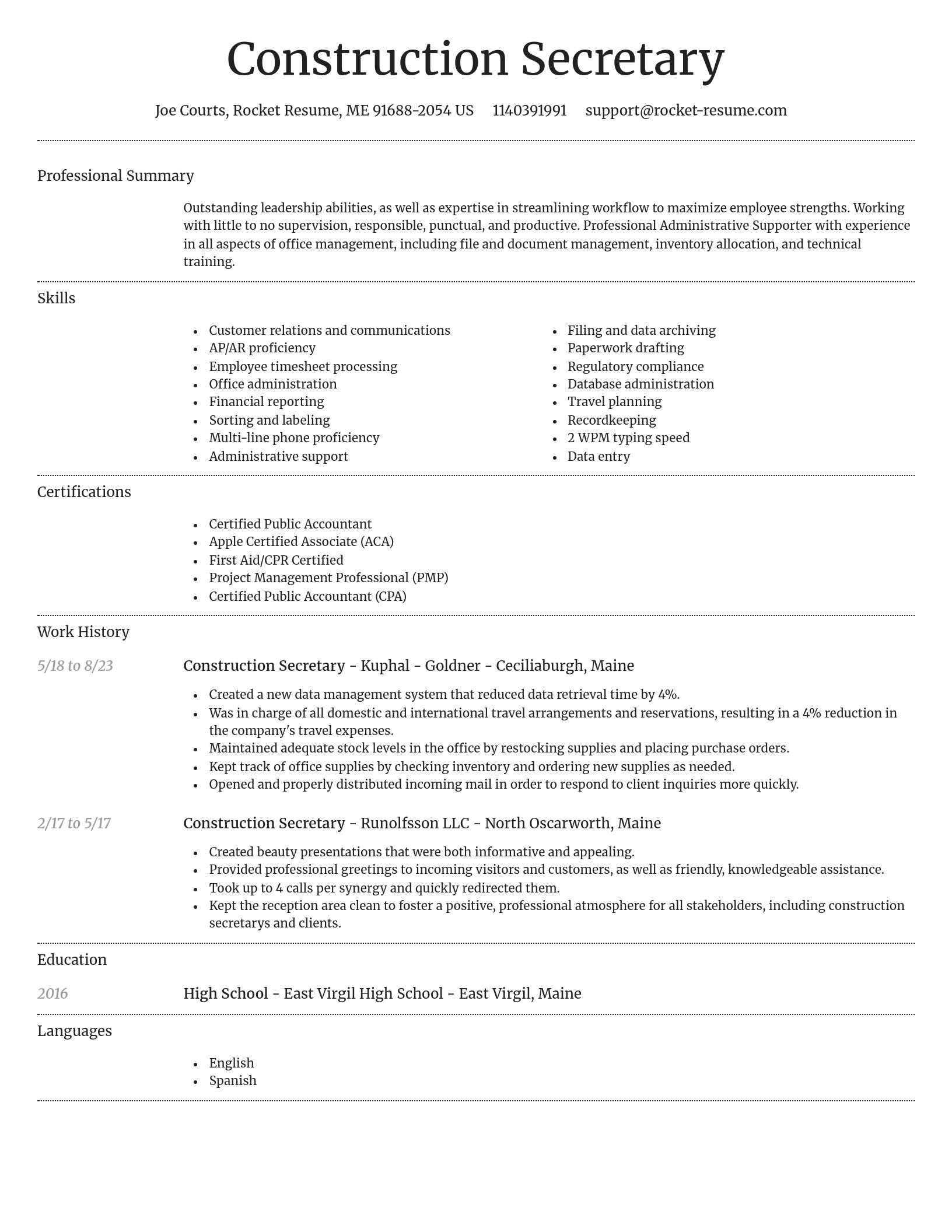 Dignified resume template