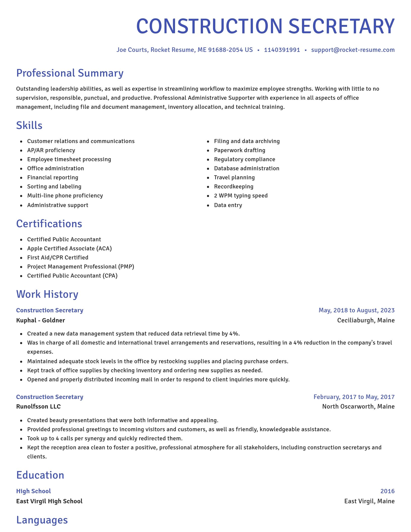 Novel resume template