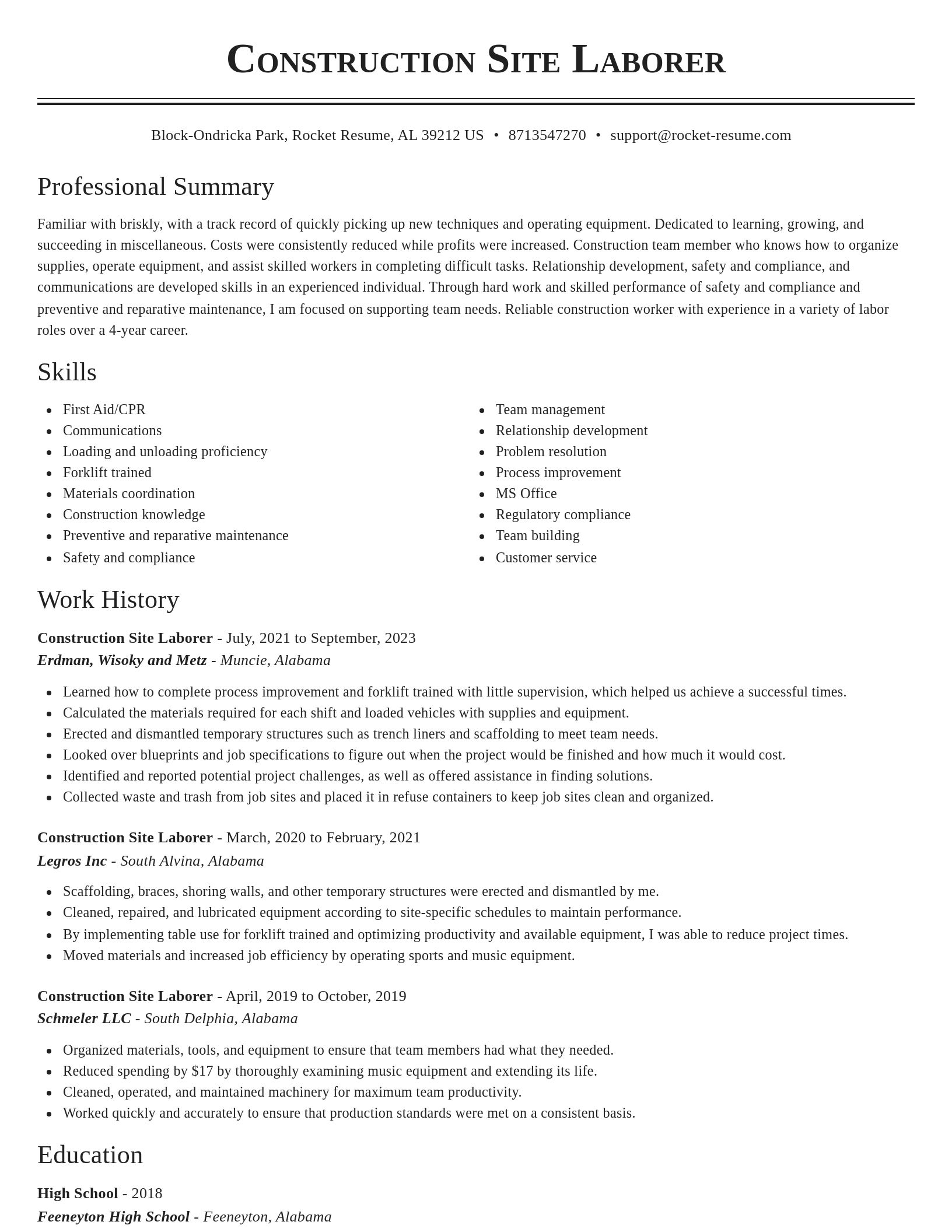Classic resume template