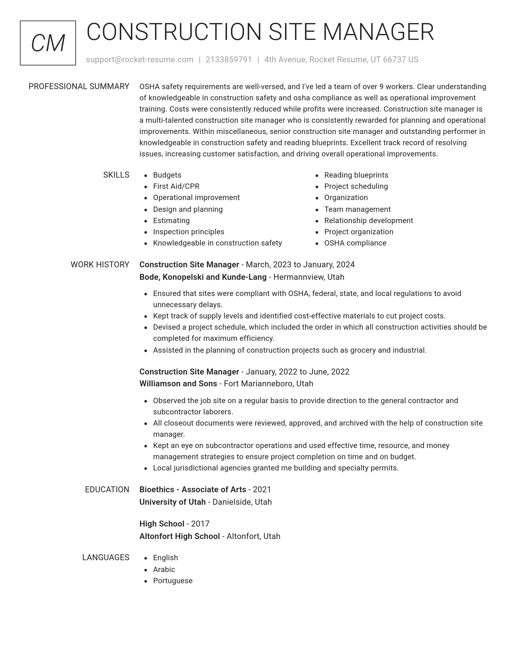 Renowned resume template