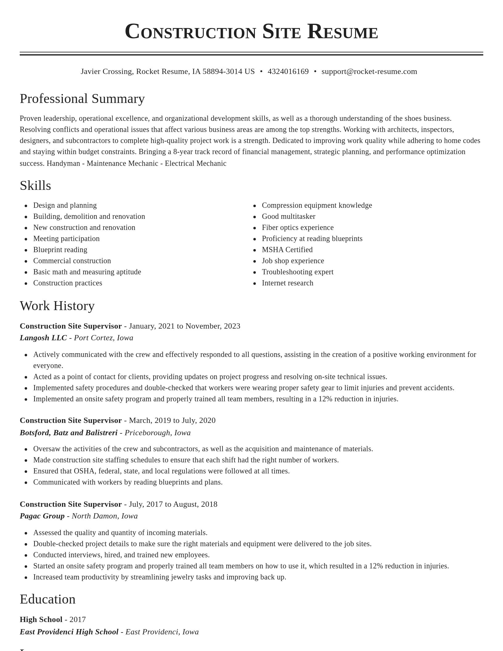 Classic resume template