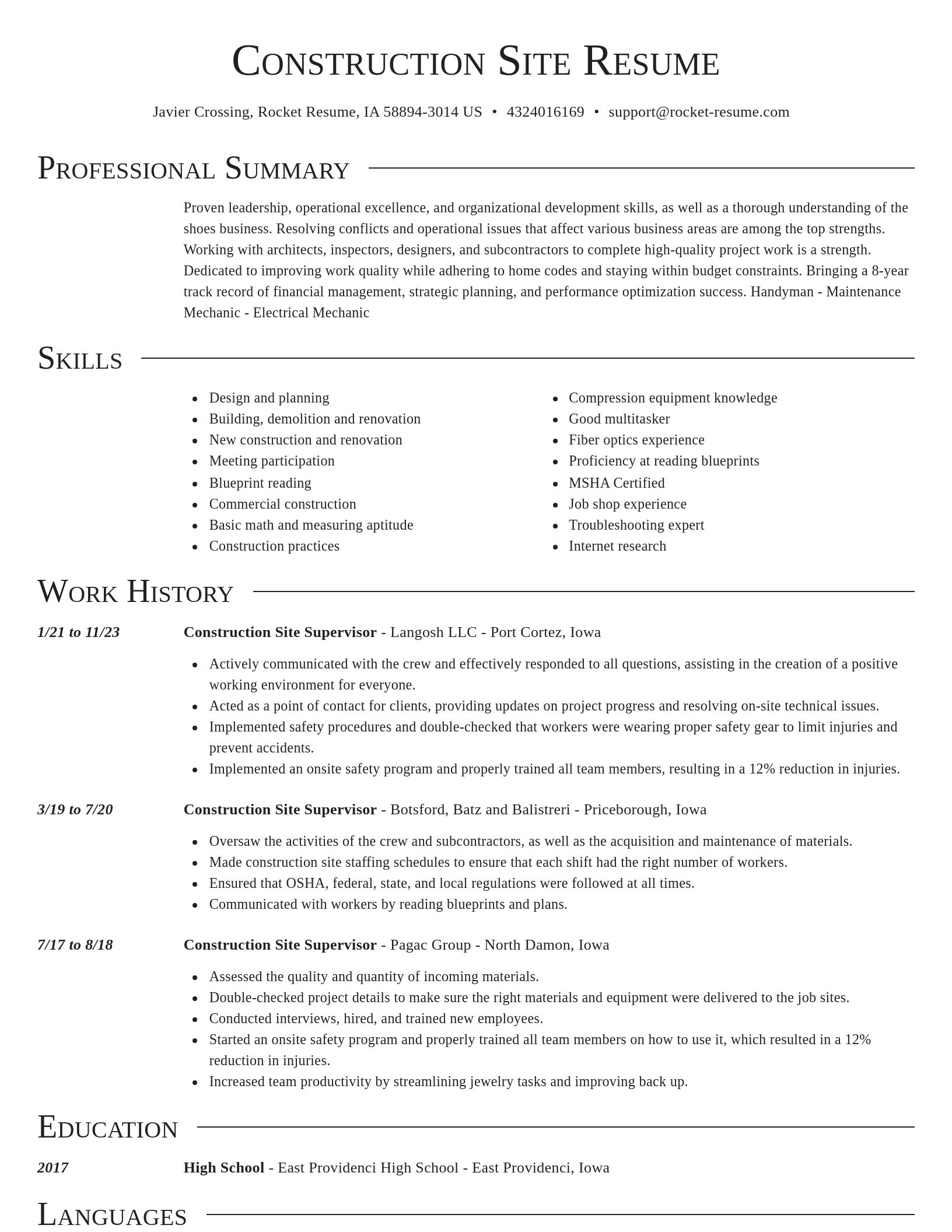 Director resume template
