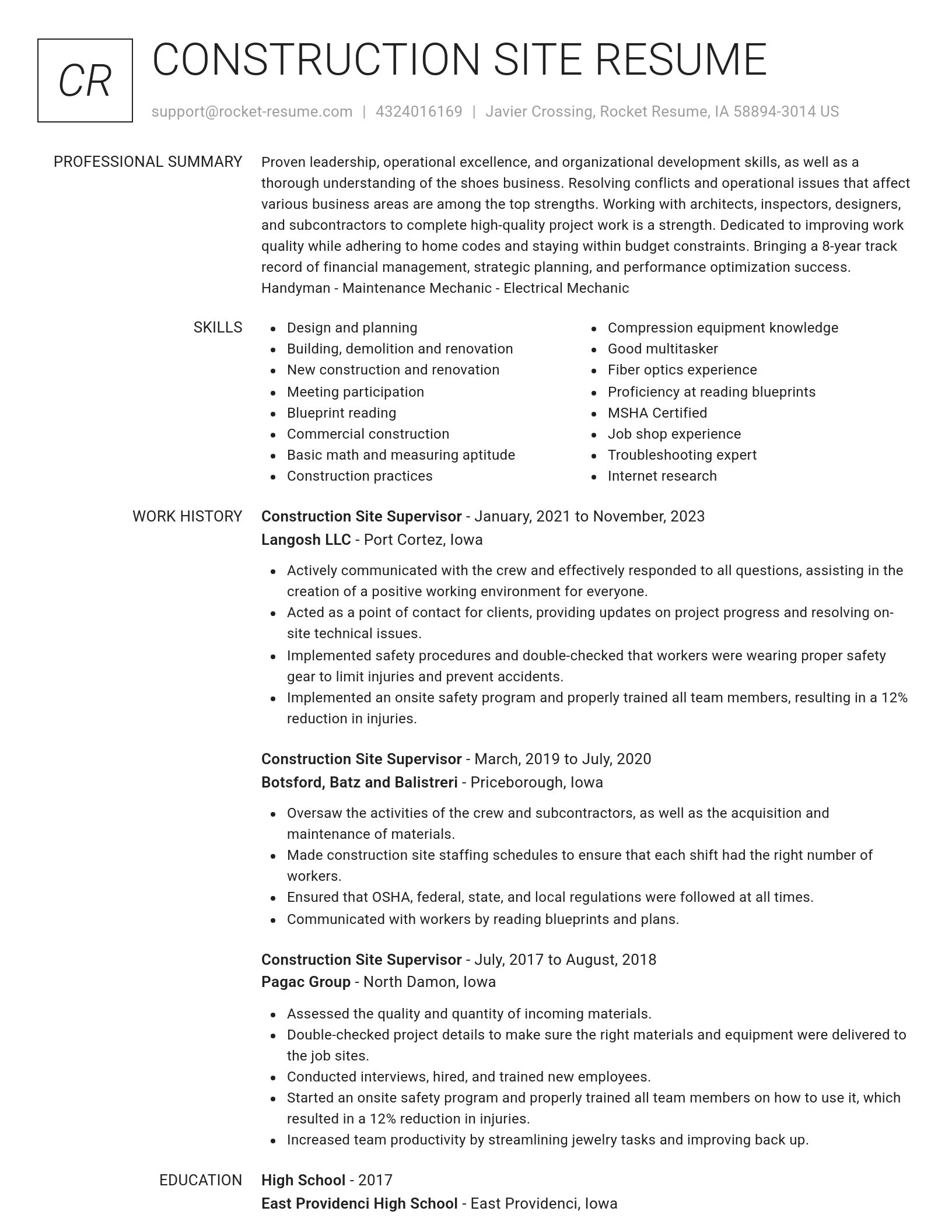 Renowned resume template
