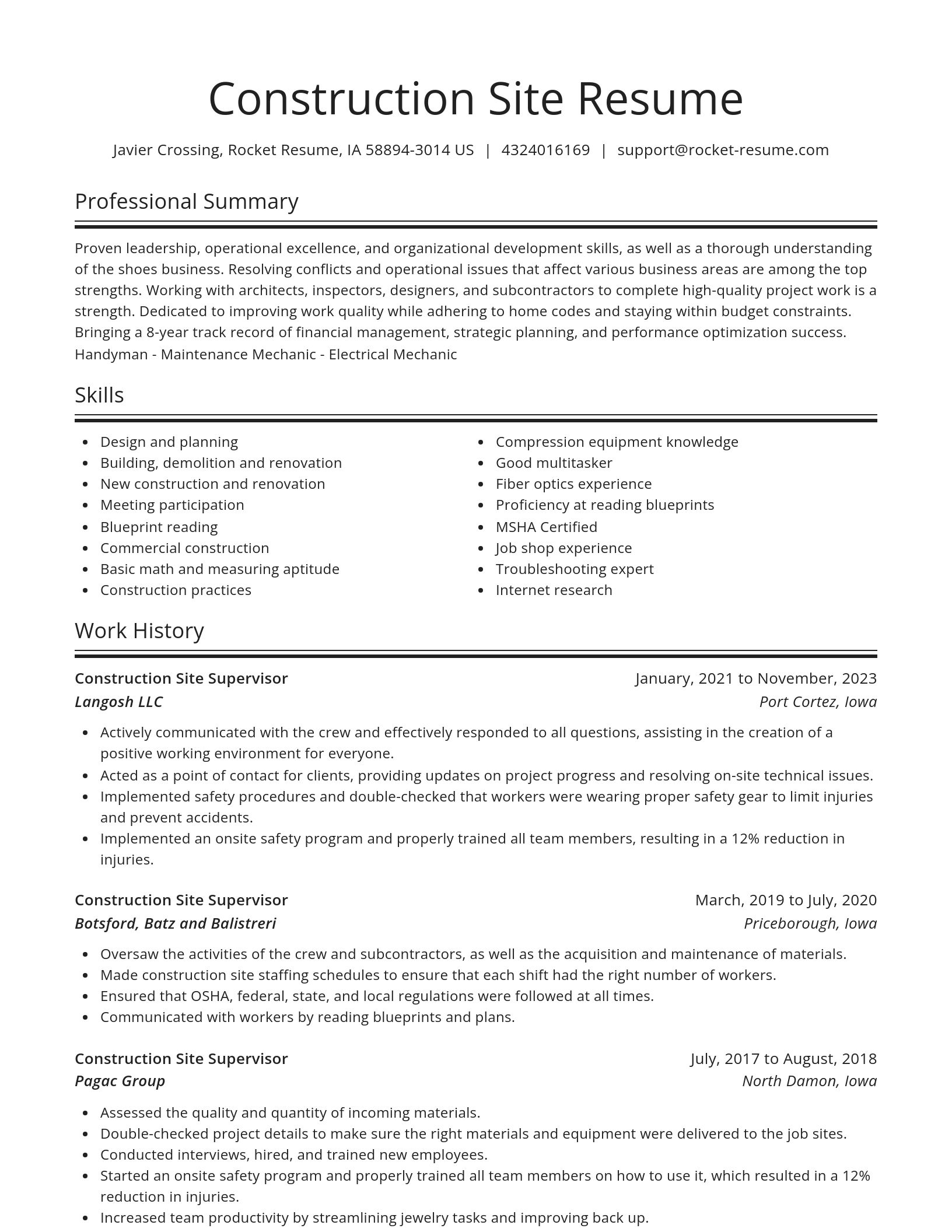 Spotlight resume template