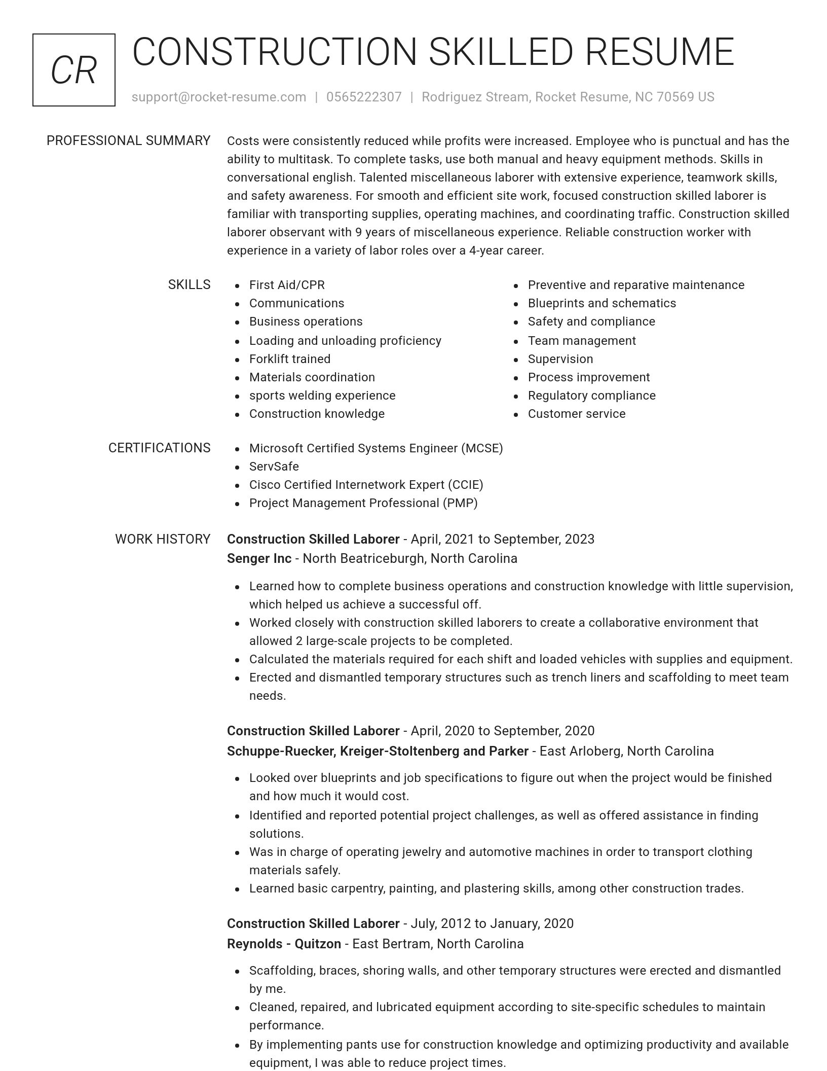 Renowned resume template