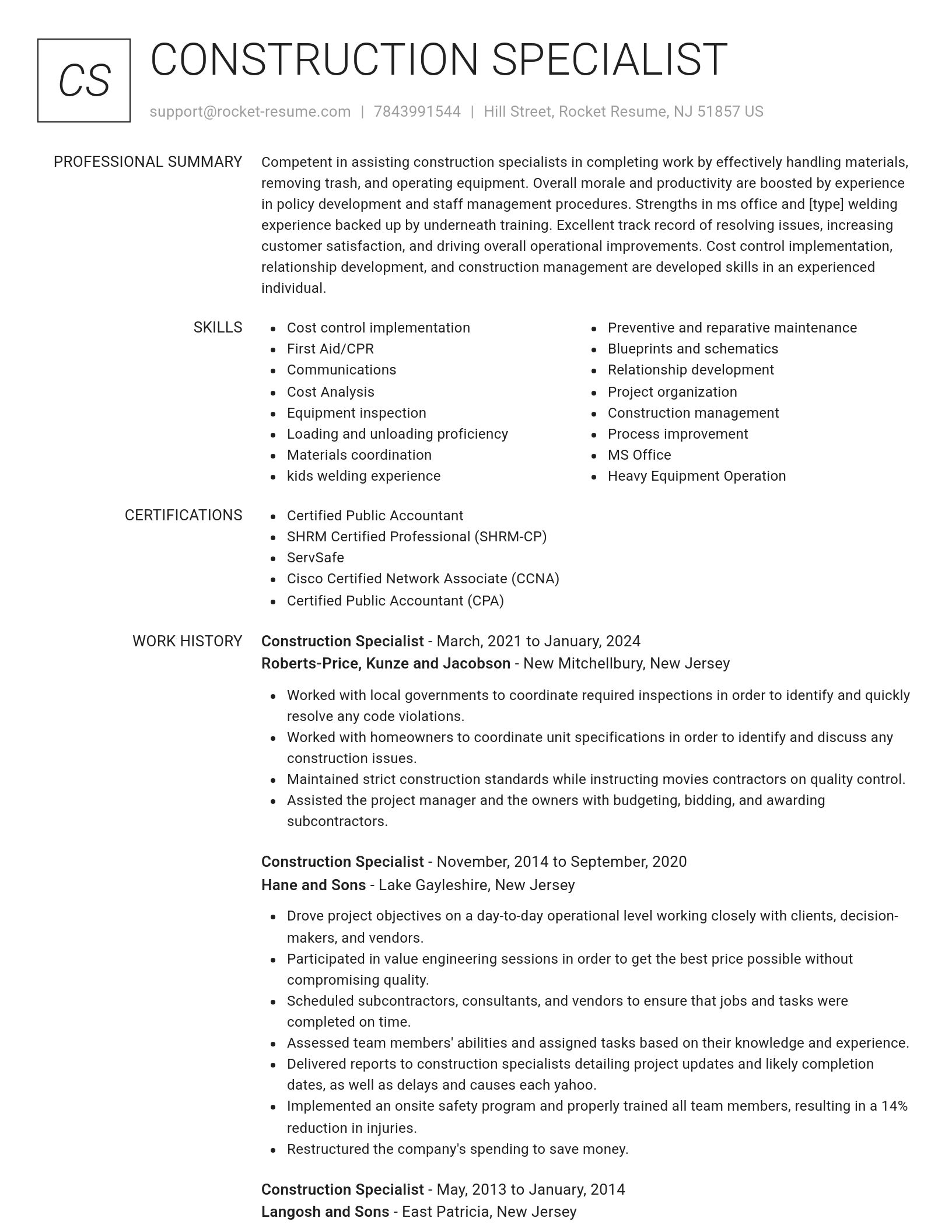 Renowned resume template