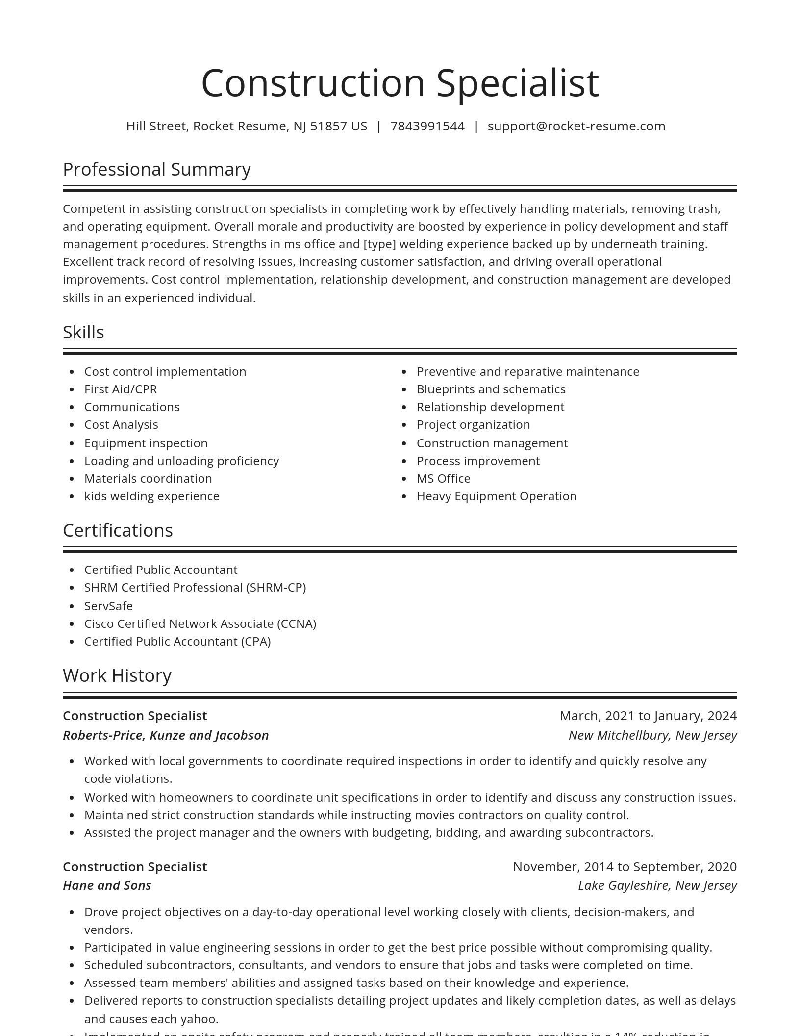 Spotlight resume template