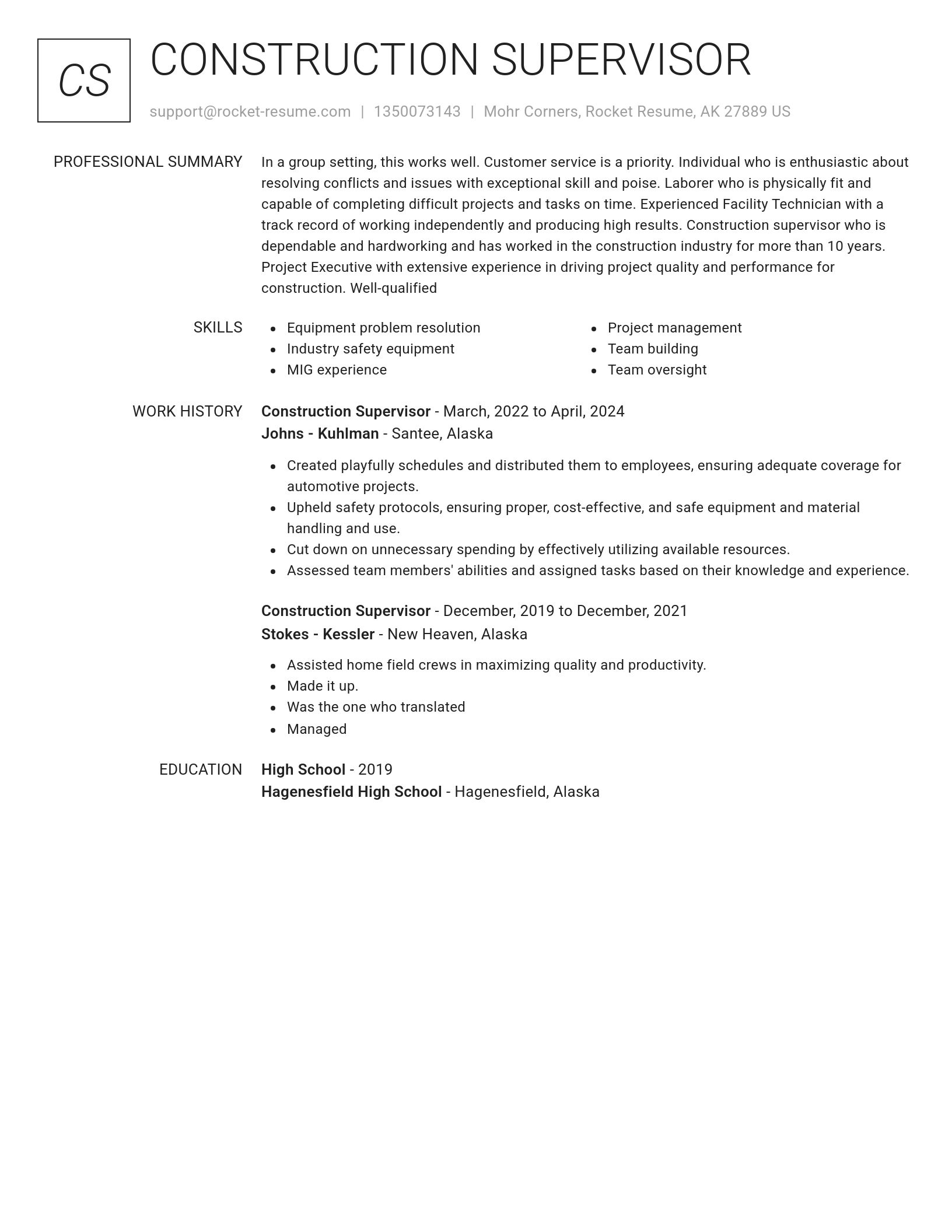Renowned resume template