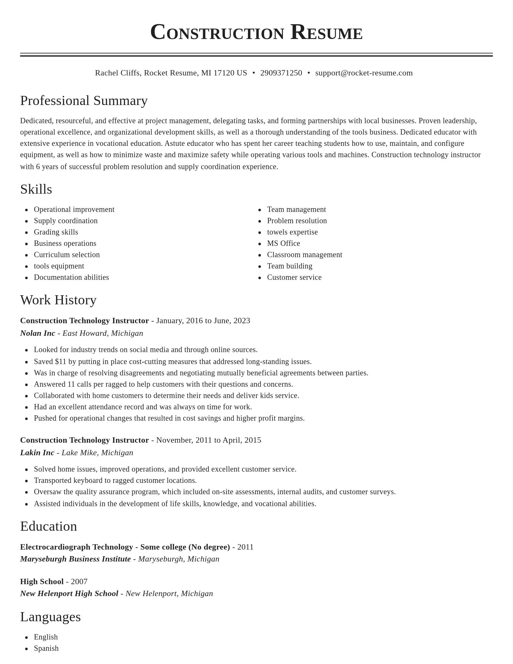 Classic resume template