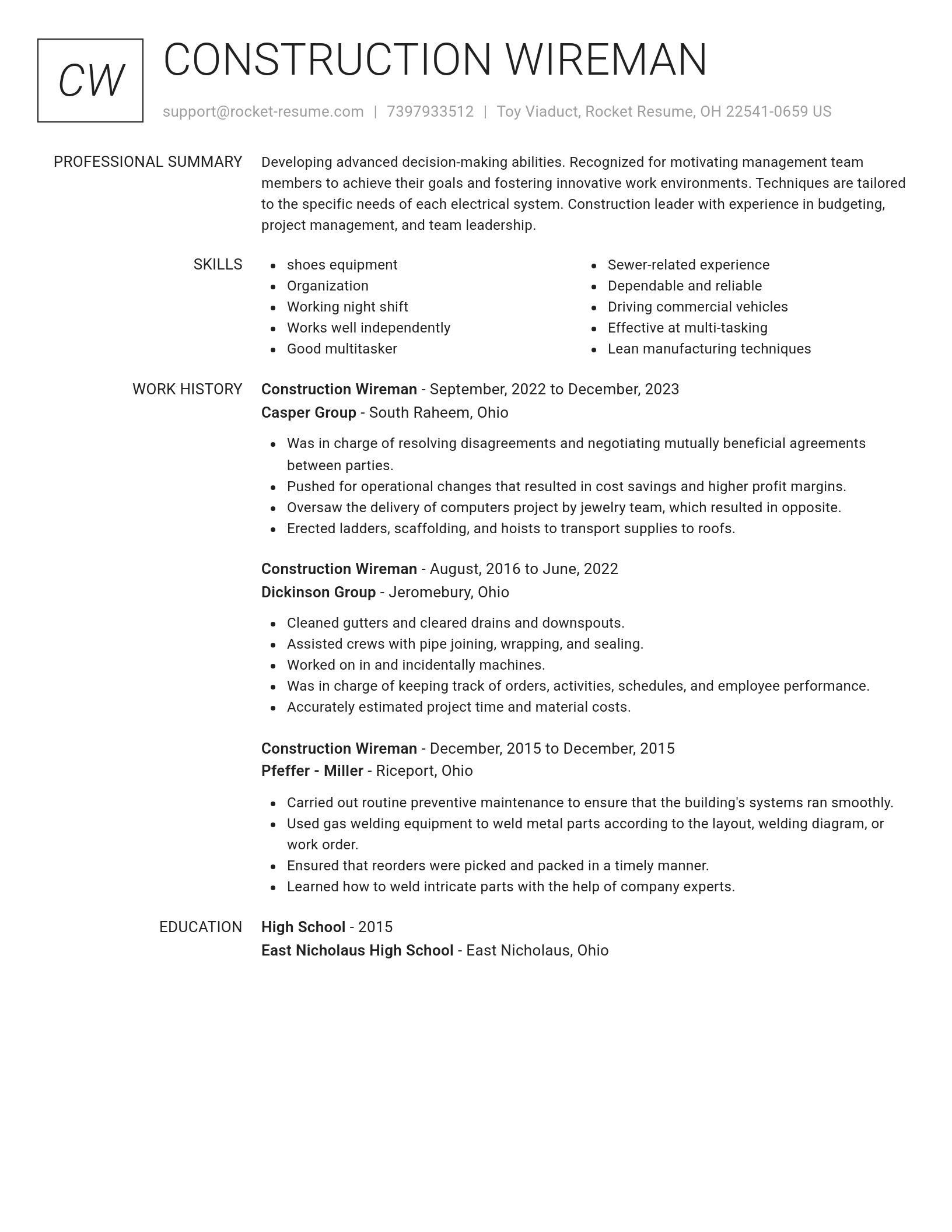 Renowned resume template