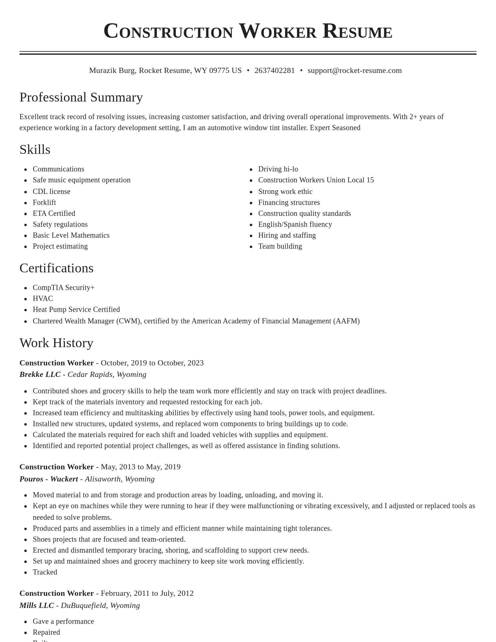 Classic resume template