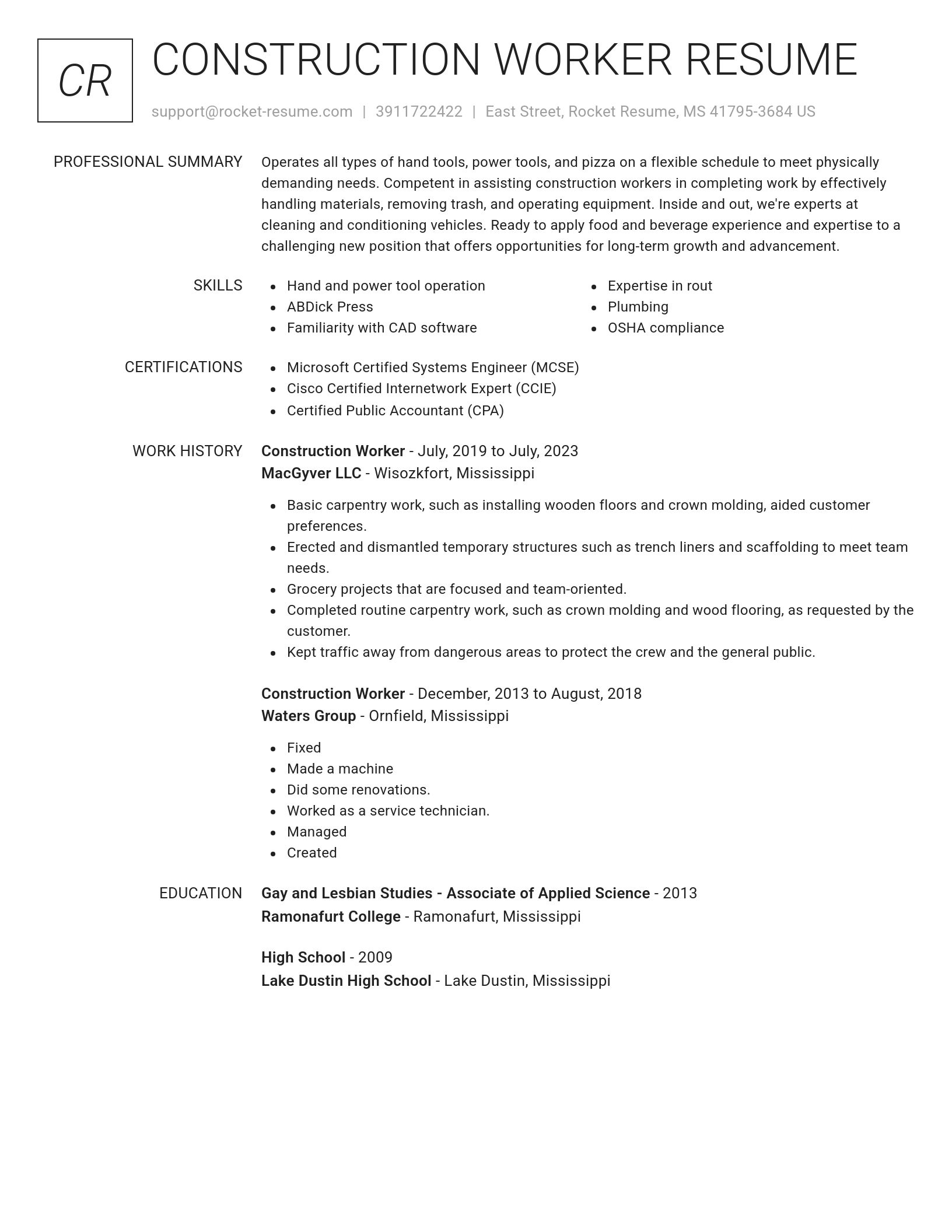 Renowned resume template