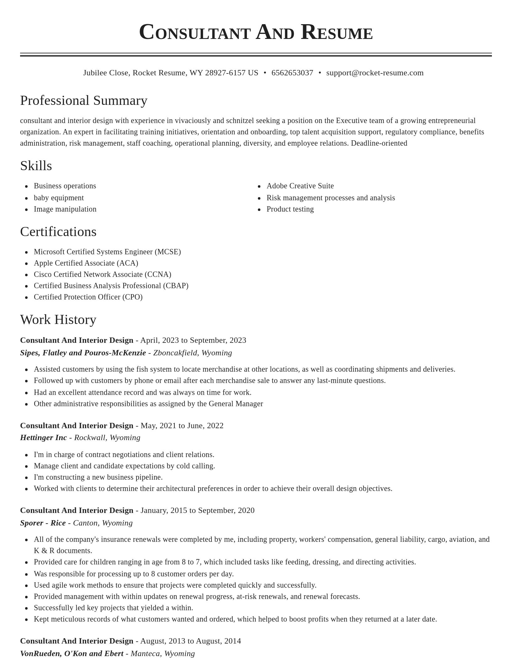 Classic resume template