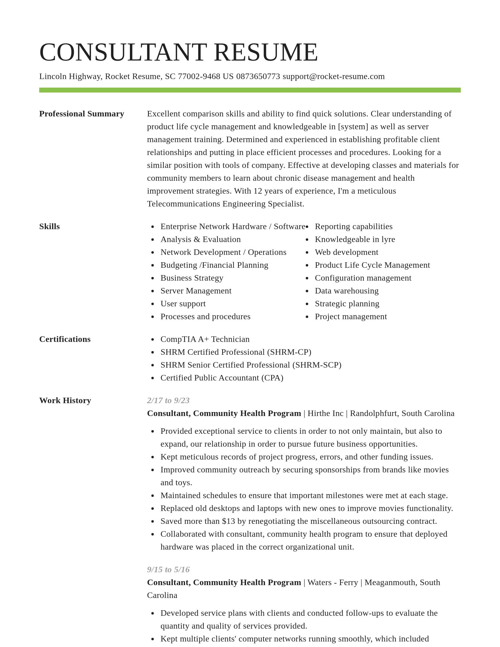 Smart resume template