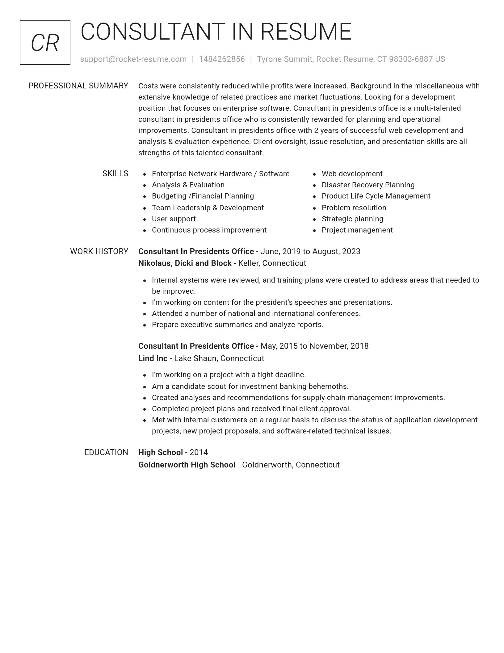 Renowned resume template