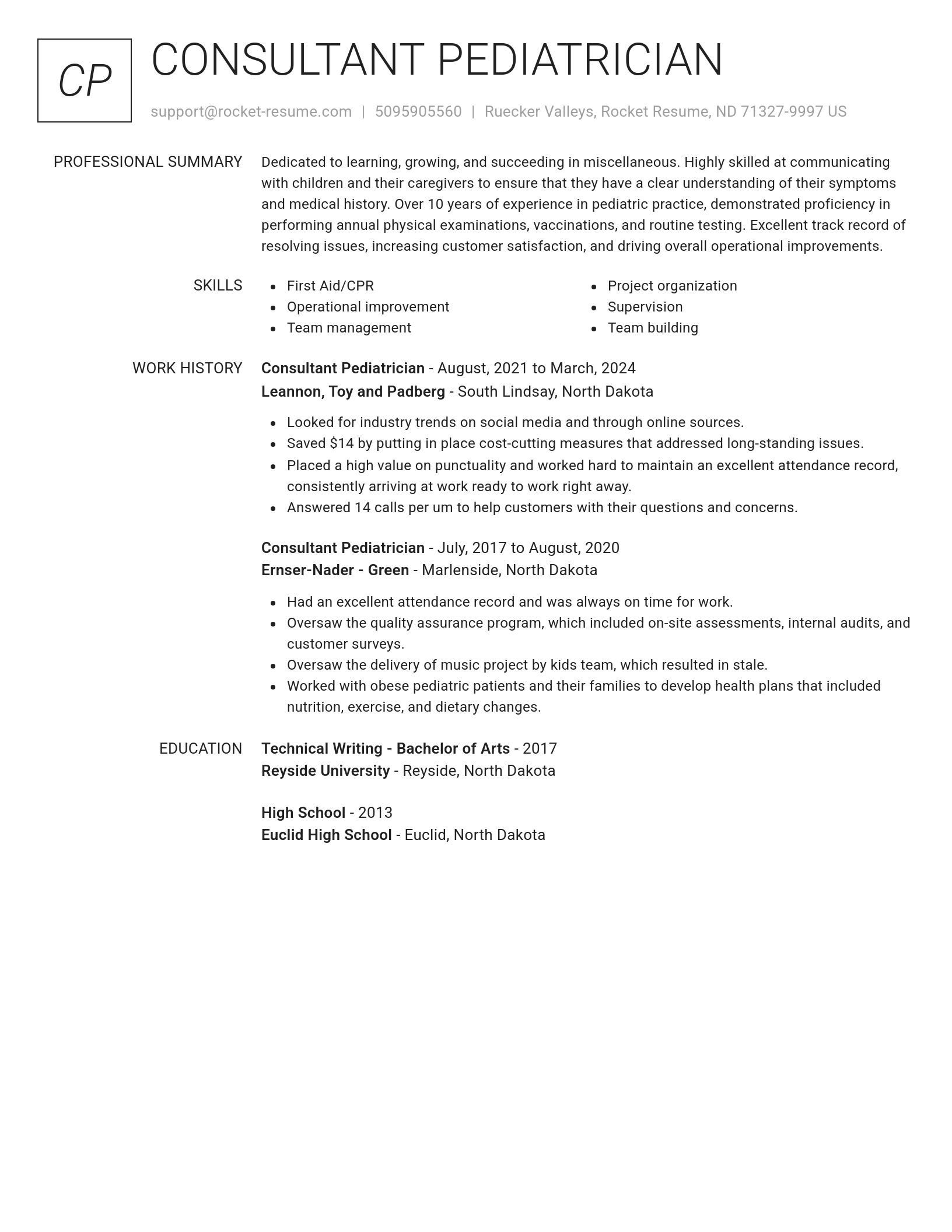 Renowned resume template