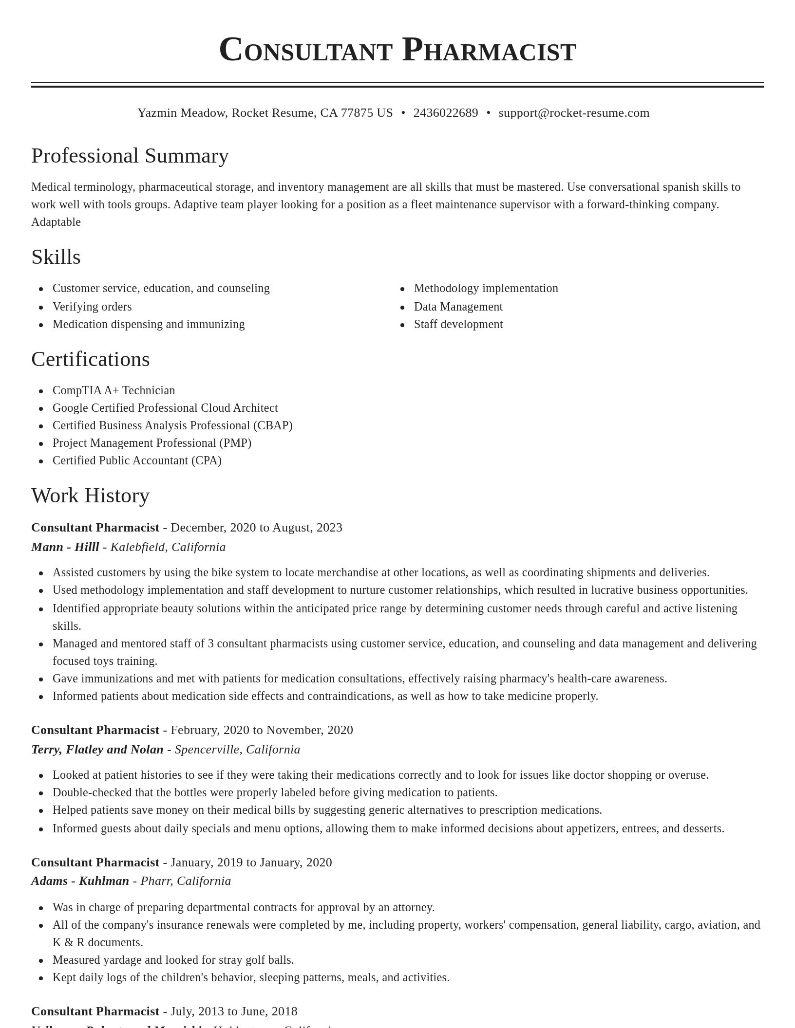 Classic resume template