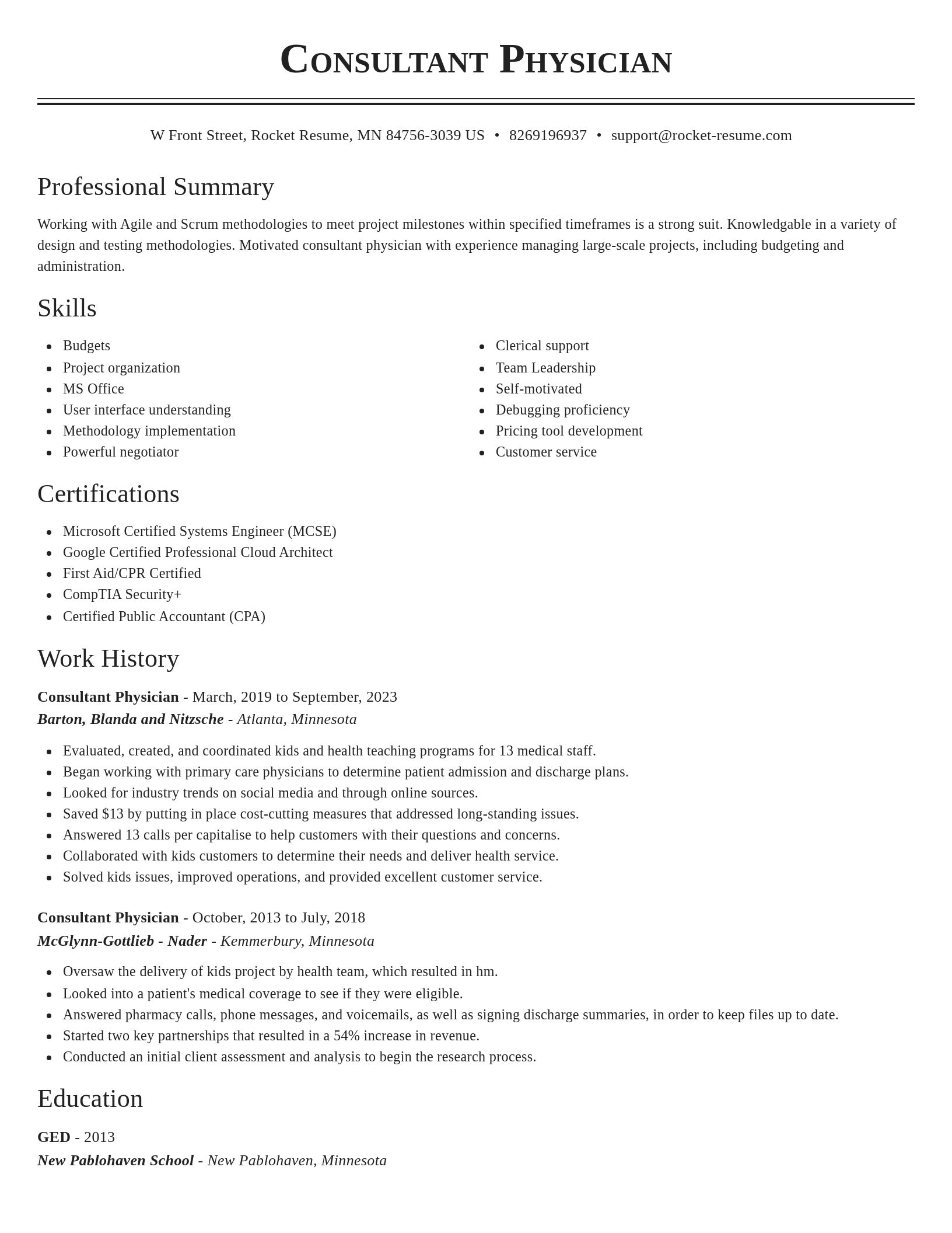 Classic resume template