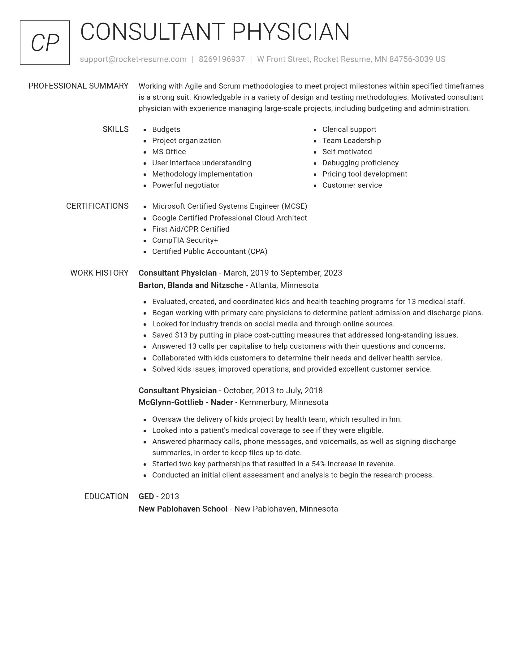 Renowned resume template