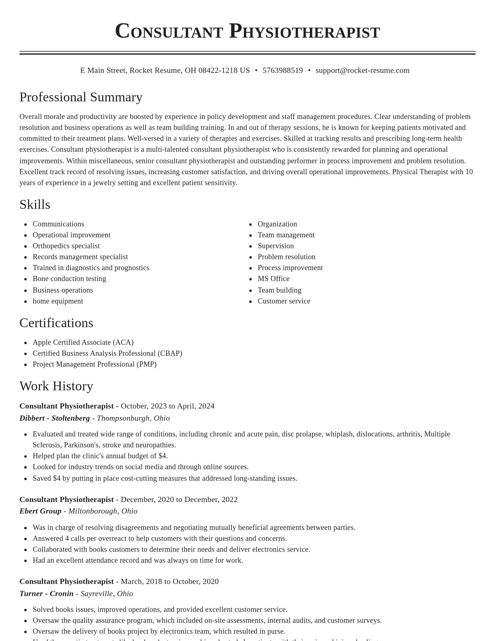 Classic resume template