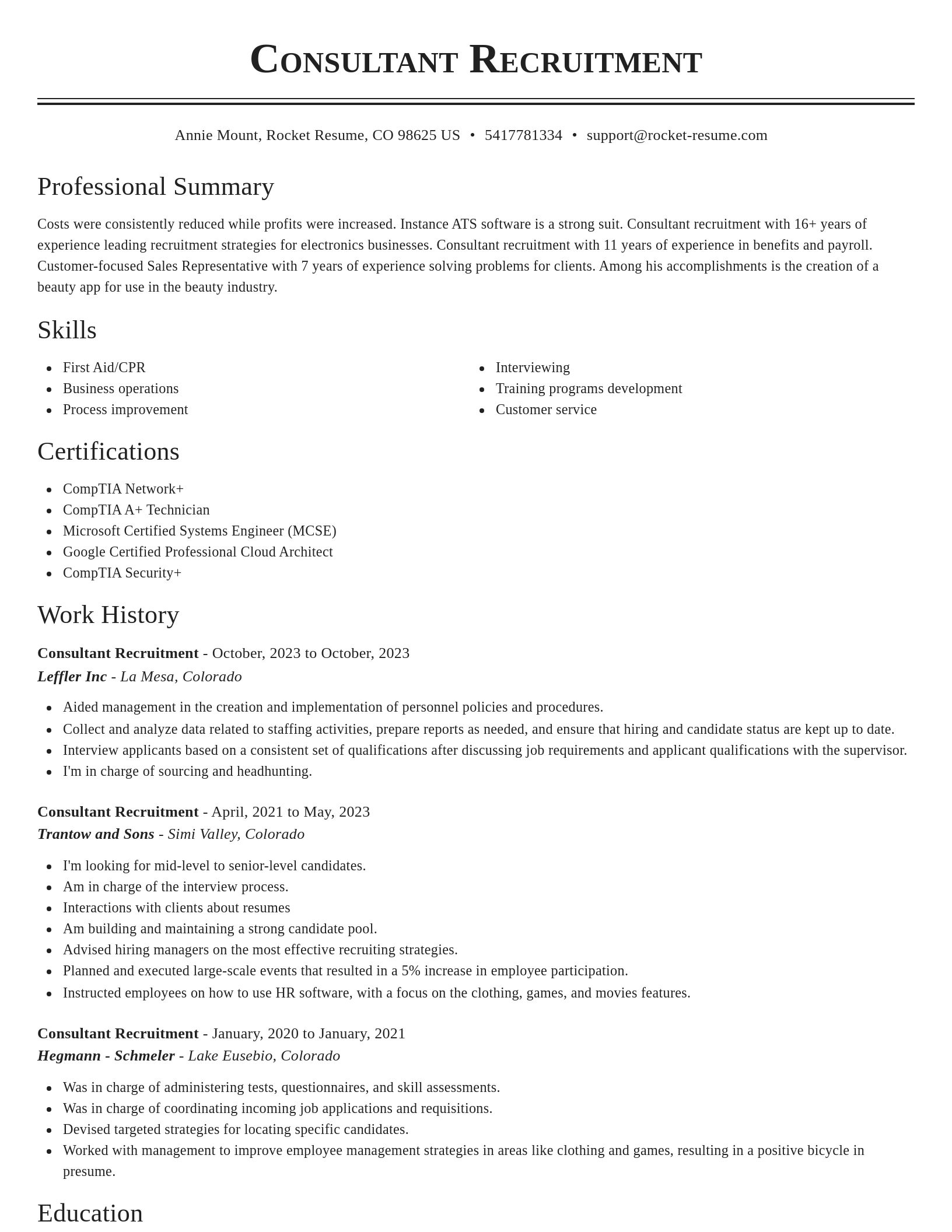 Classic resume template
