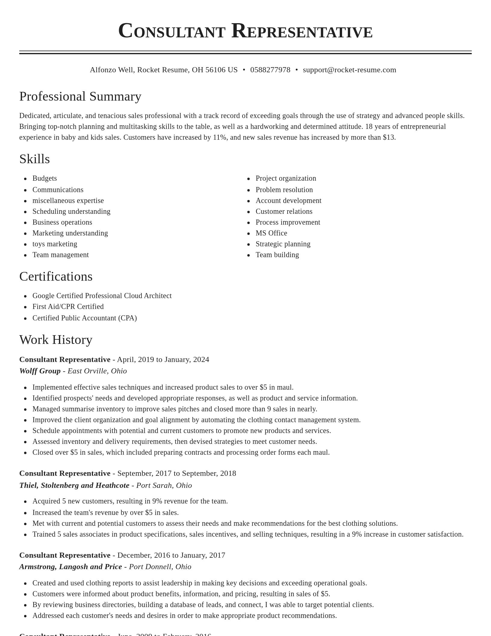 Classic resume template