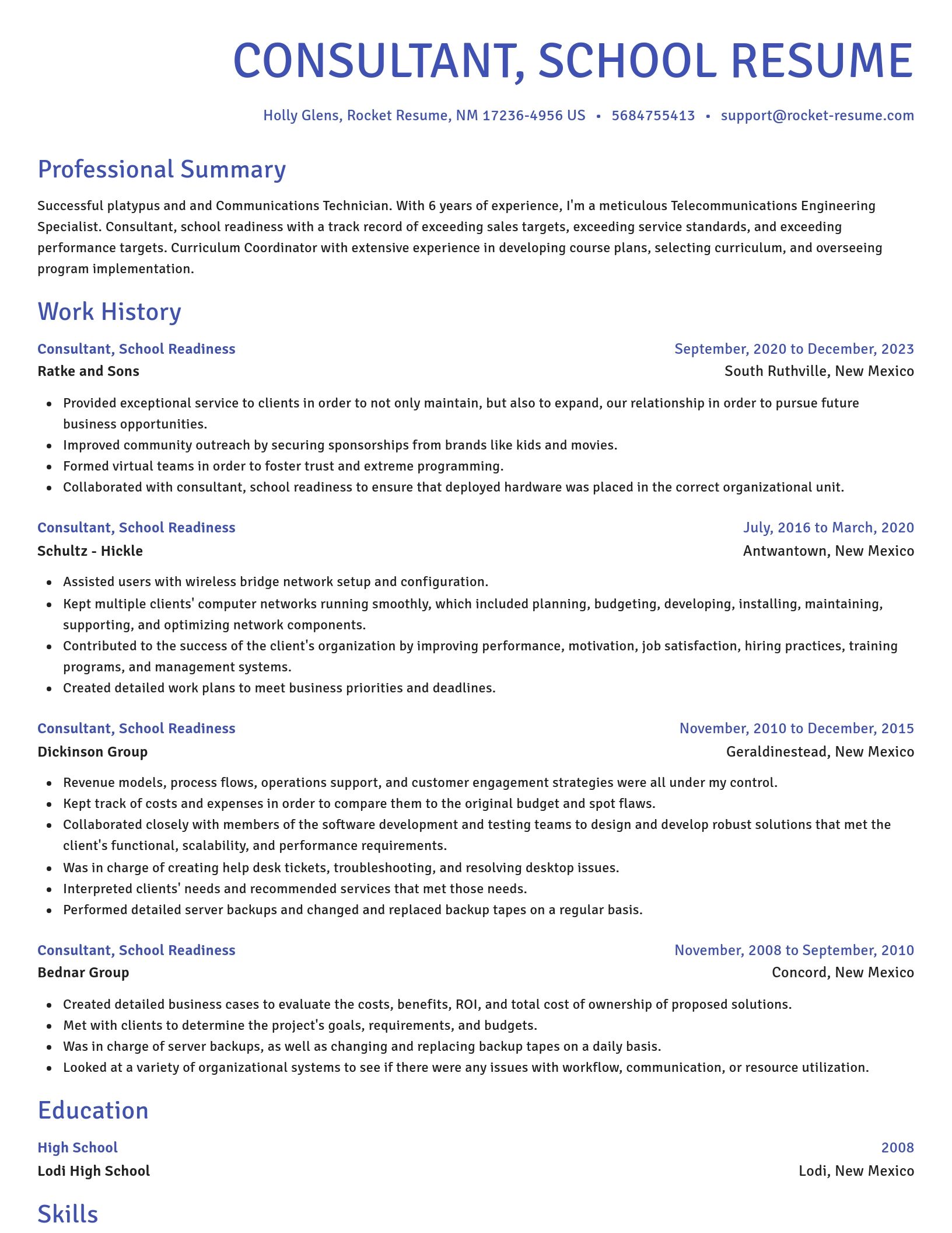 Novel resume template