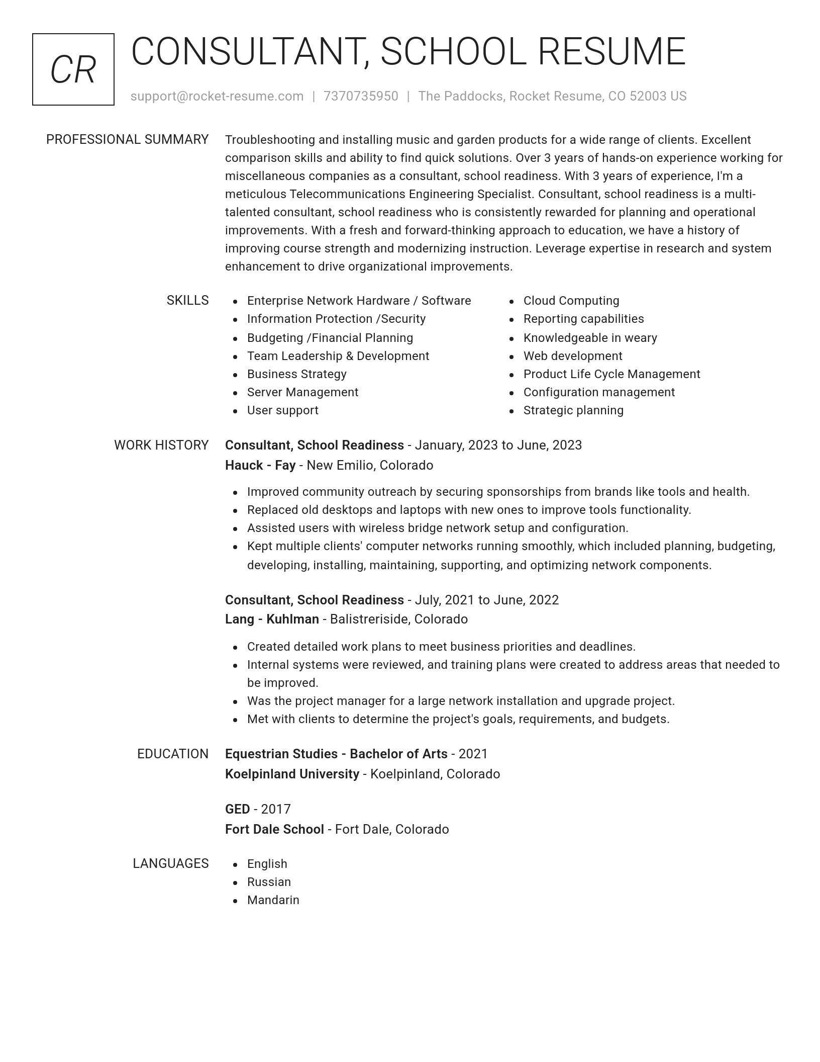 Renowned resume template