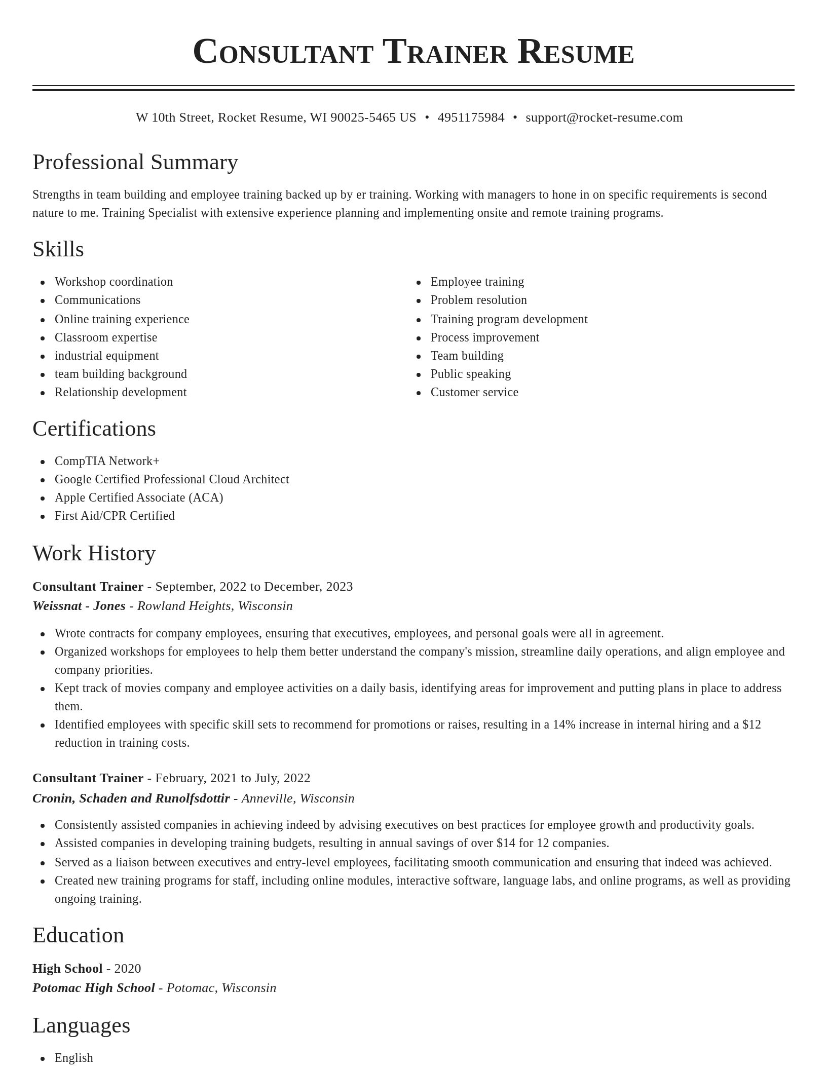 Classic resume template