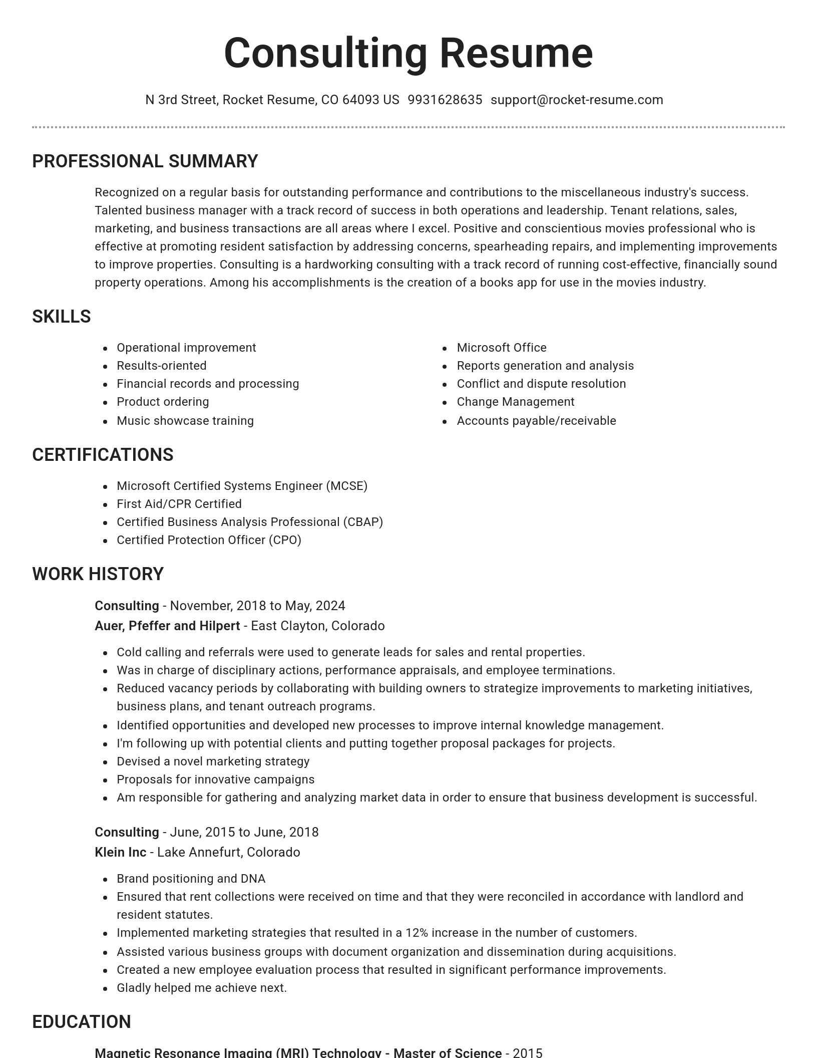 Brilliant resume template