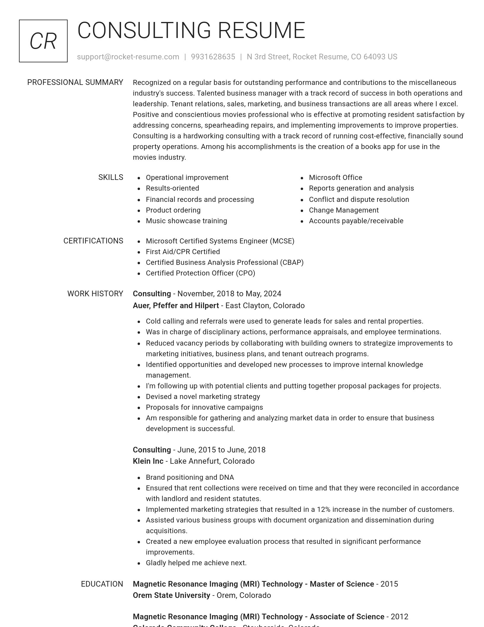 Renowned resume template