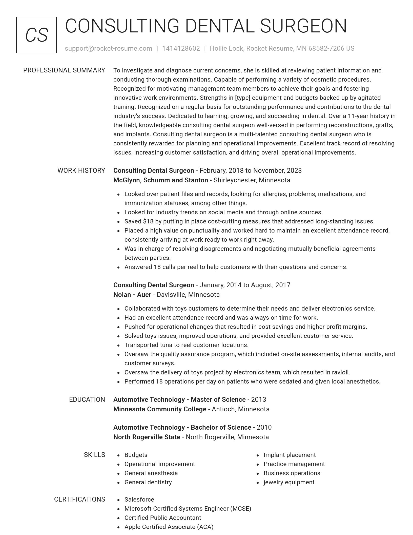 Renowned resume template