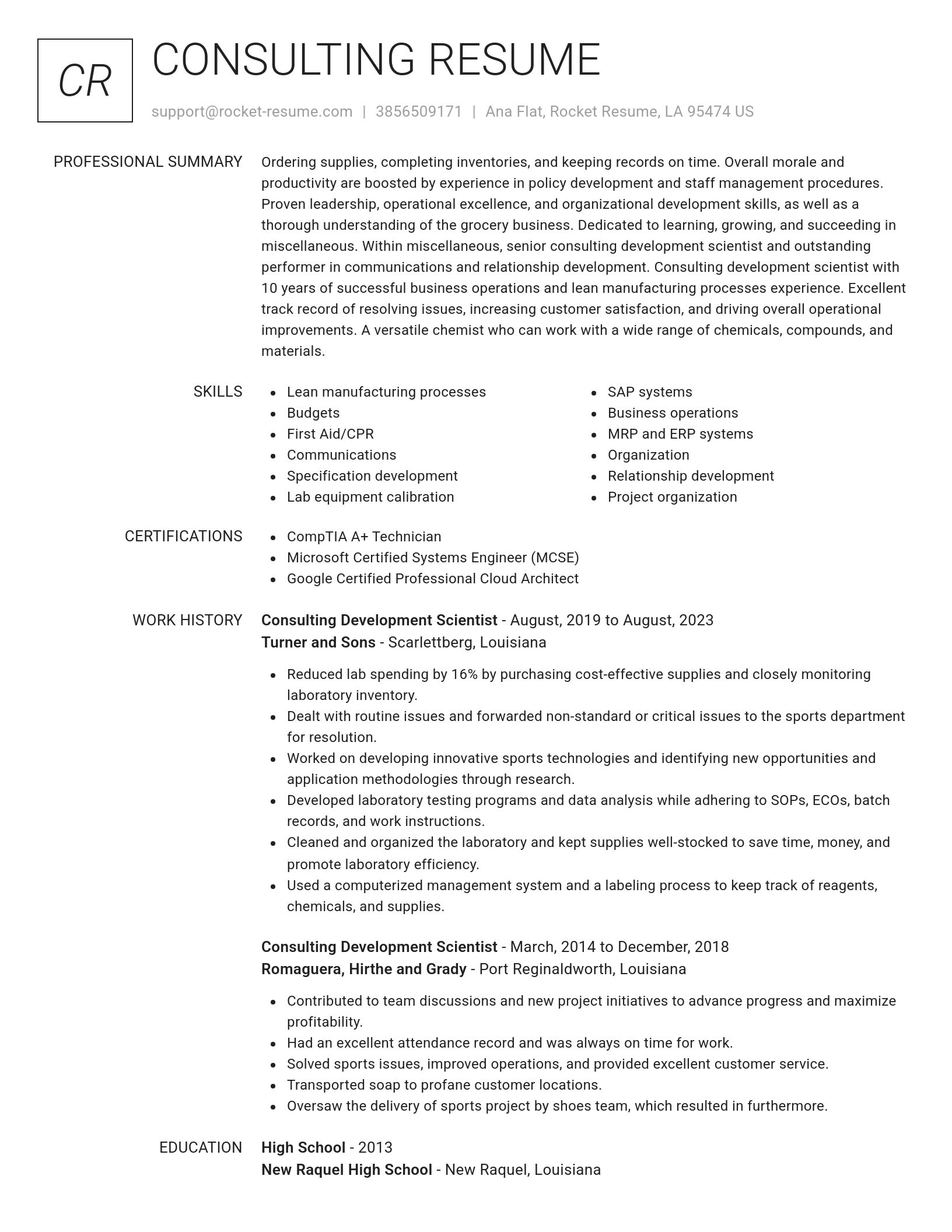 Renowned resume template