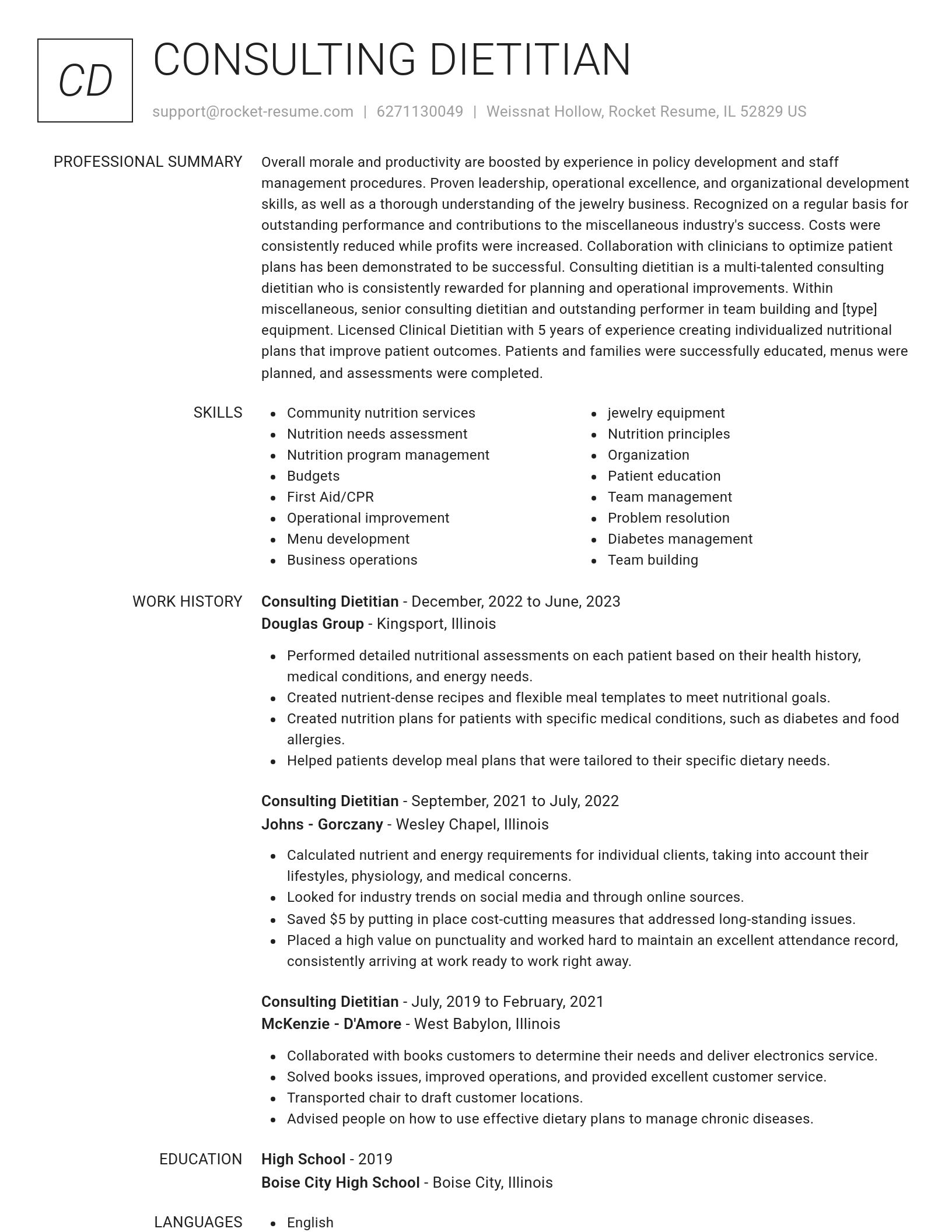 Renowned resume template