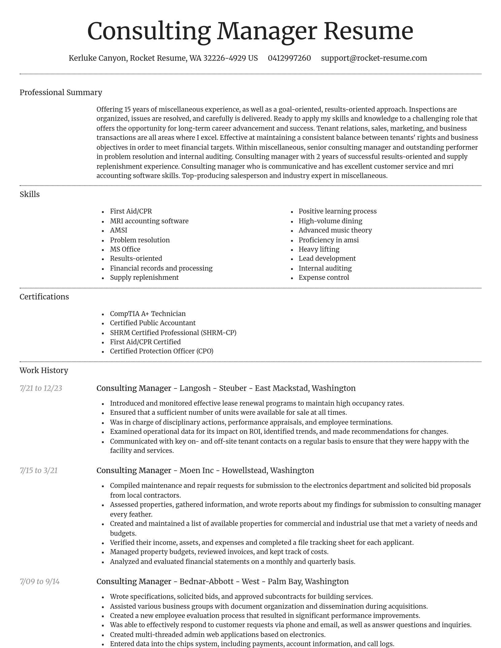 Dignified resume template