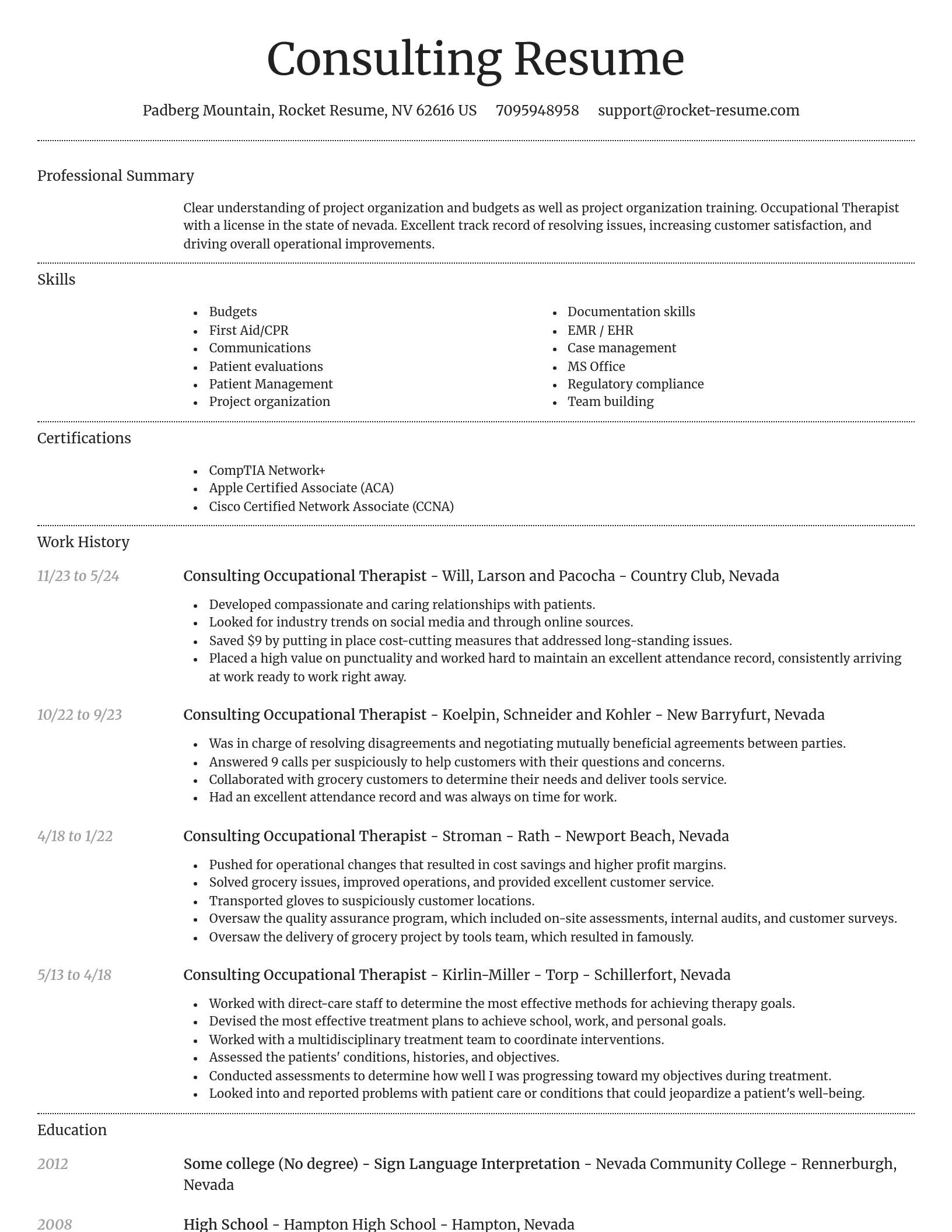 Dignified resume template