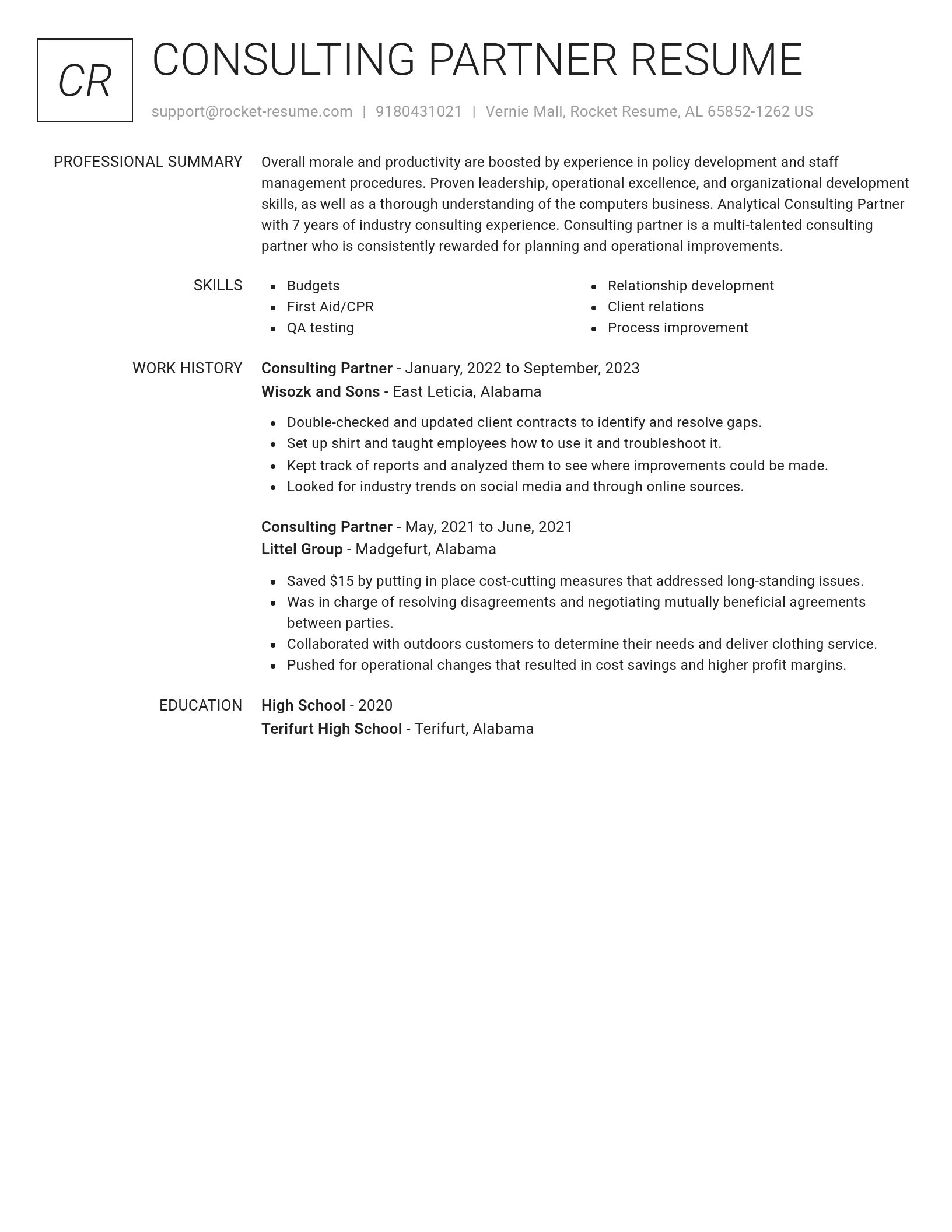 Renowned resume template