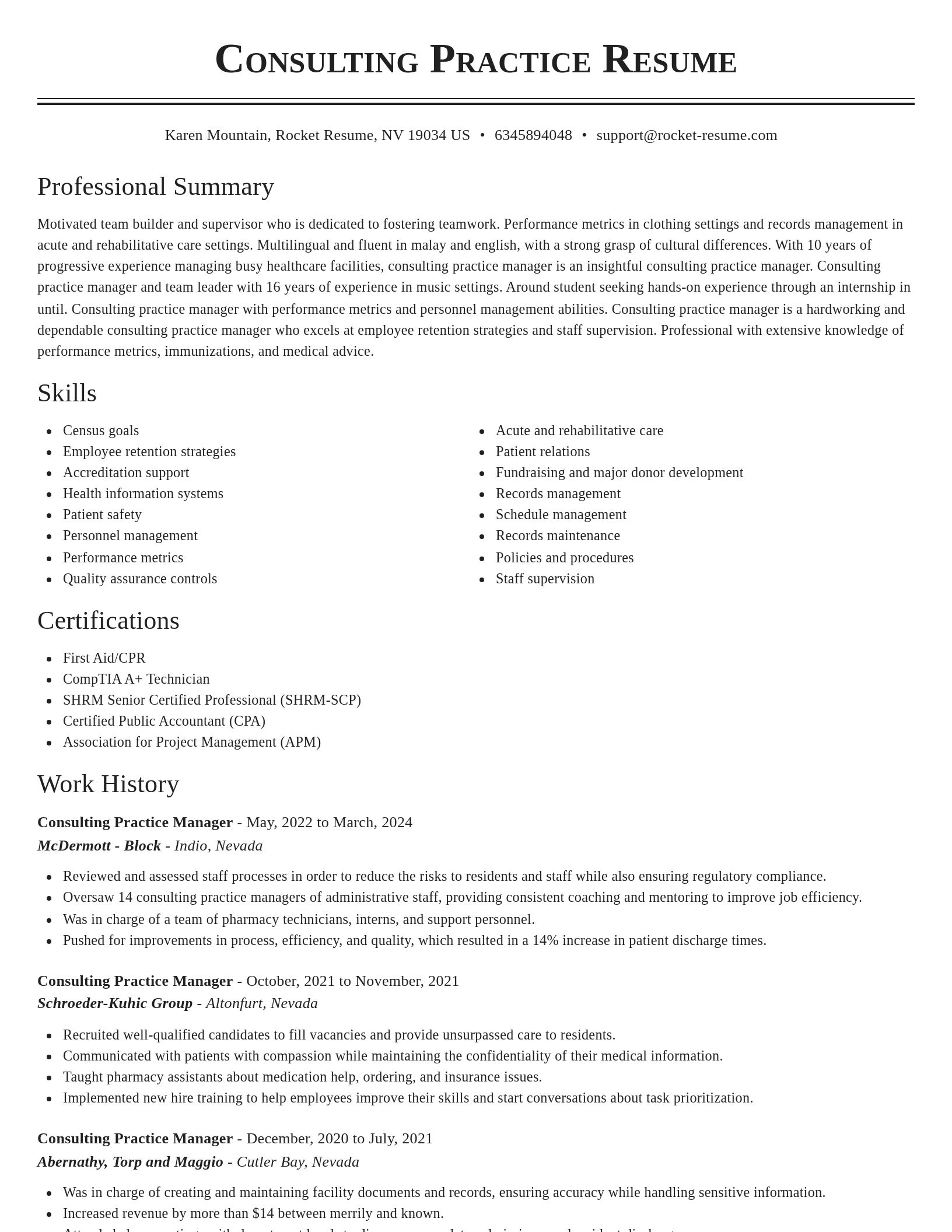 Classic resume template