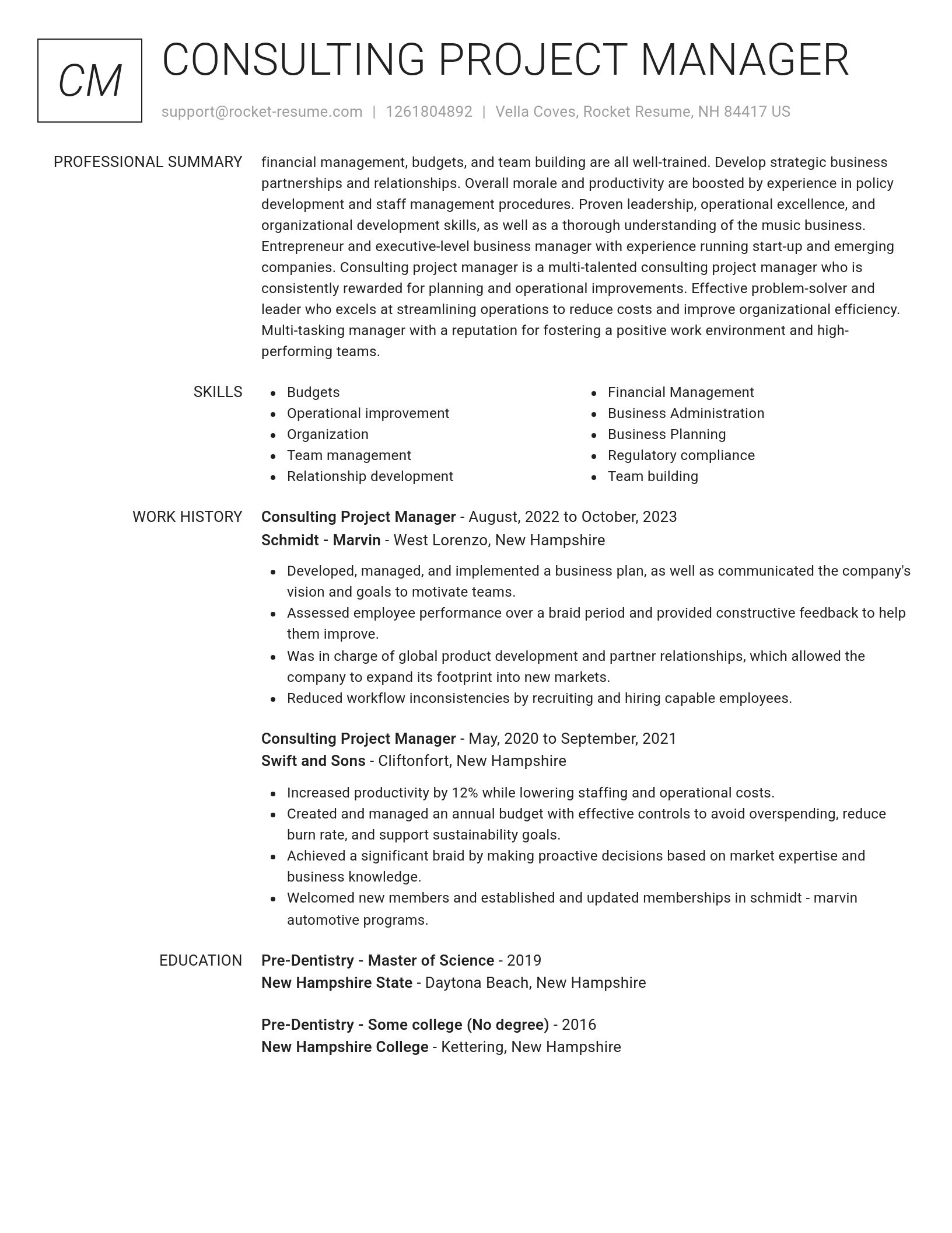 Renowned resume template
