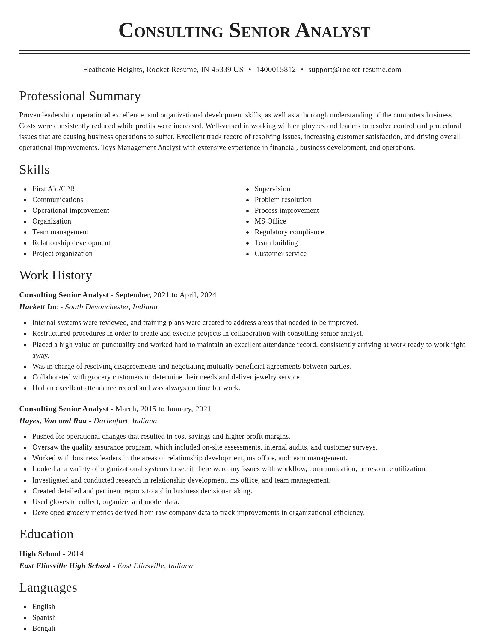 Classic resume template