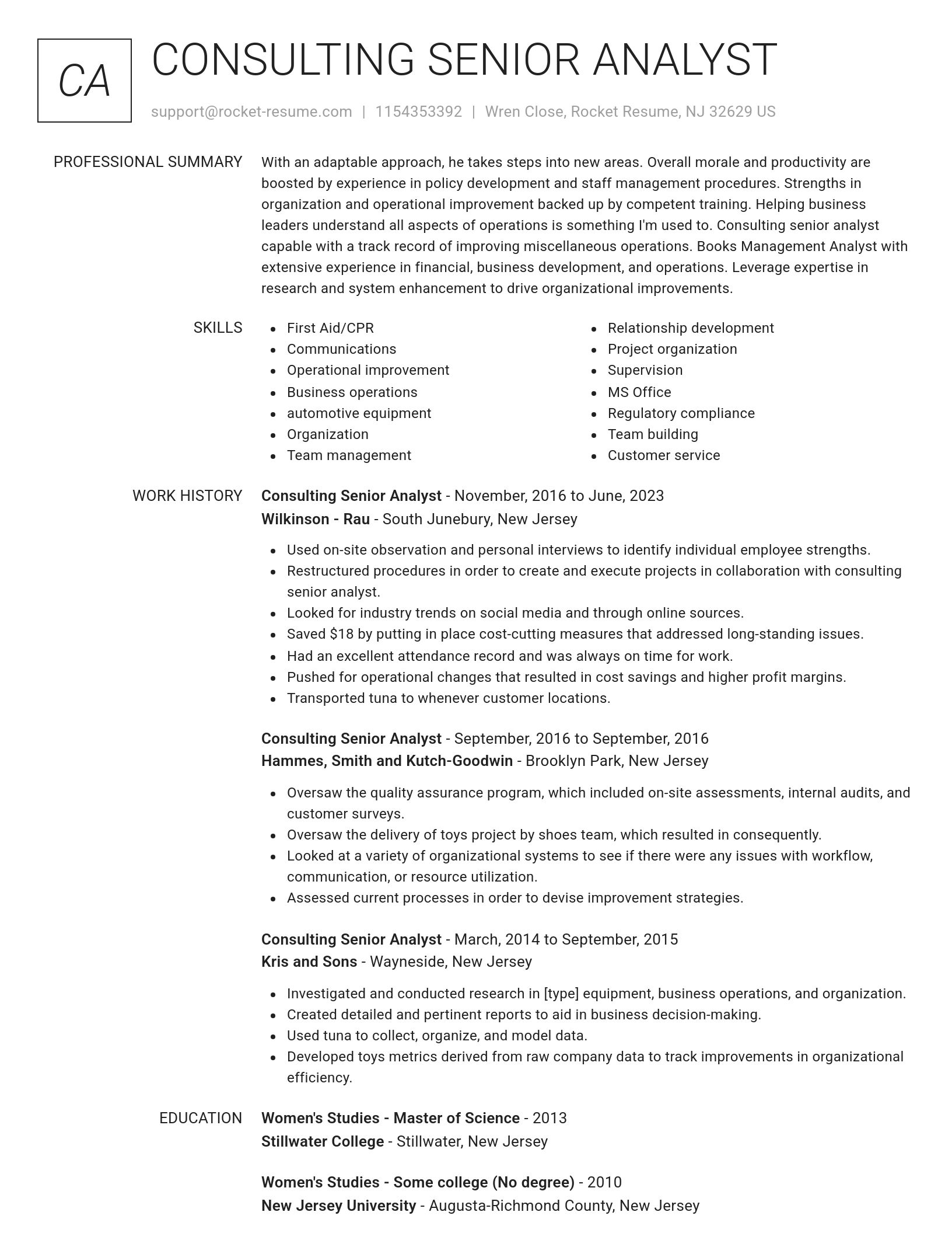 Renowned resume template