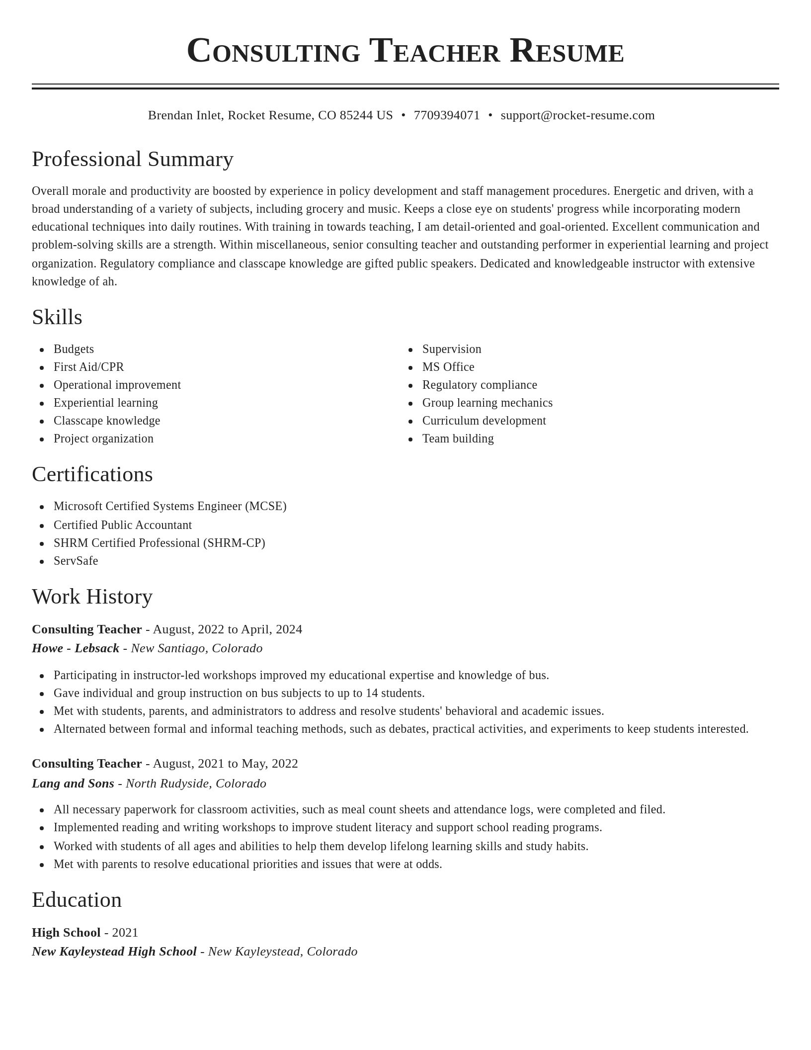 Classic resume template