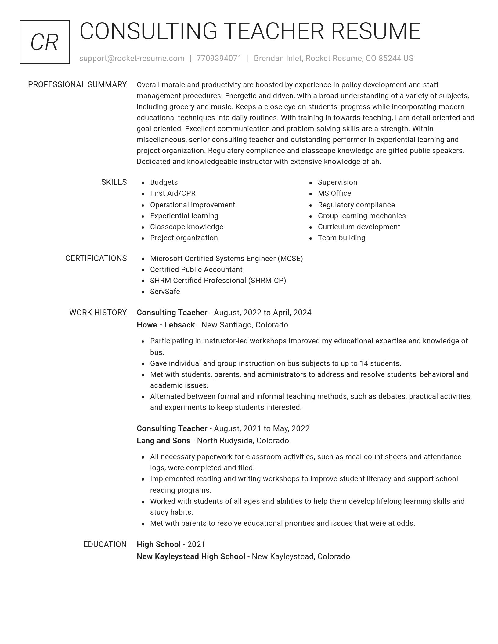 Renowned resume template